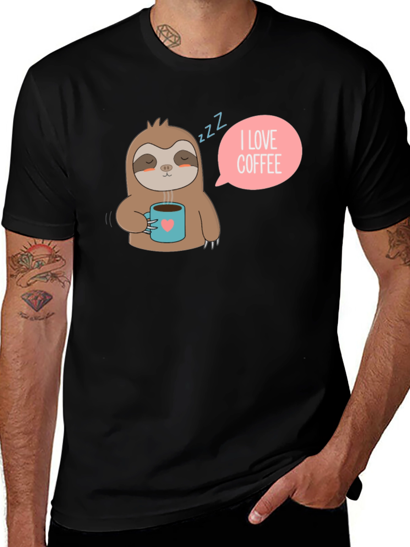 Variant 9 of I Love Coffee Sloth Tee - Unisex Soft Cotton