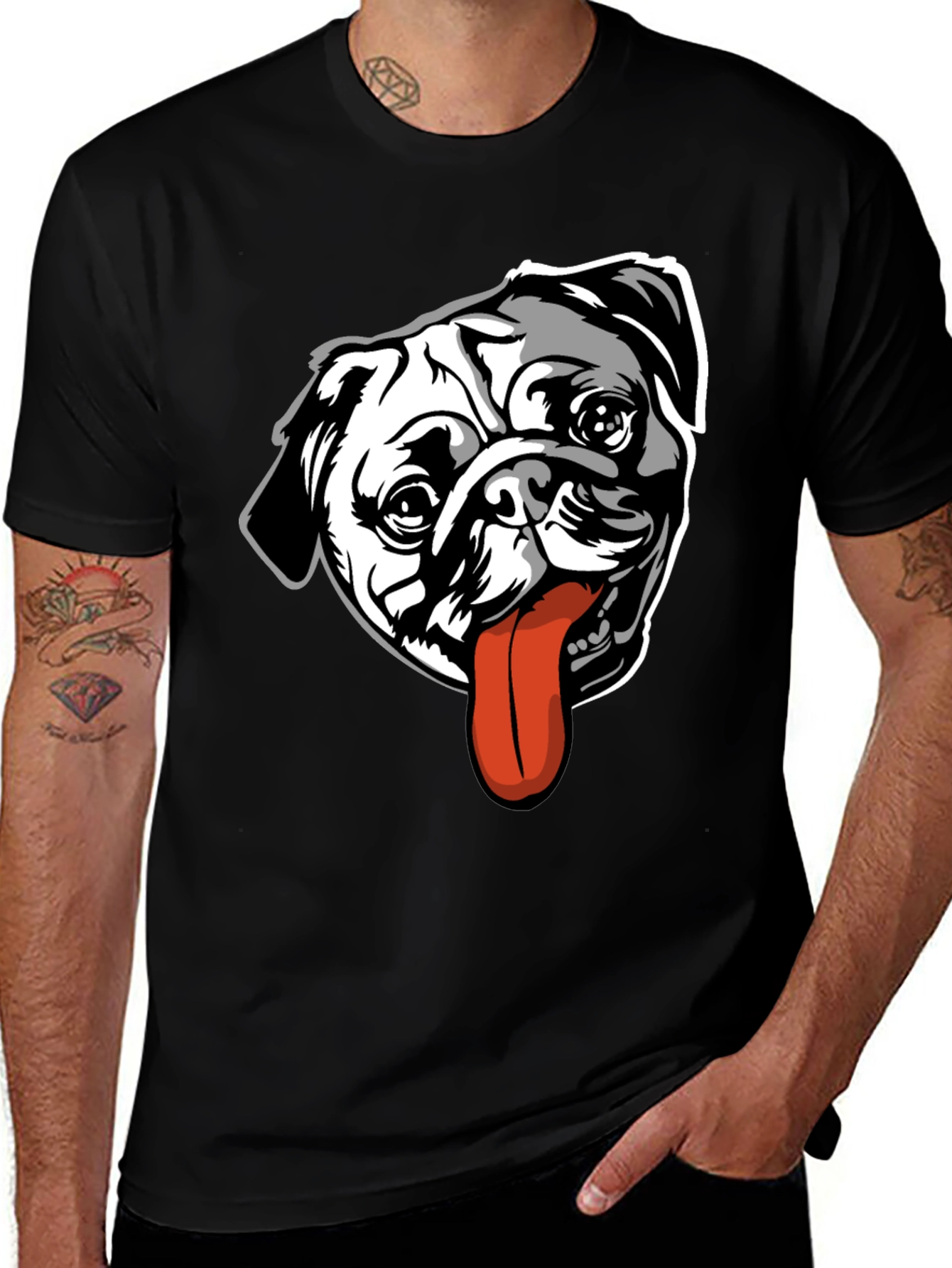 Variant 28 of Pug Tongue T-Shirt - Men's Graphic Tee