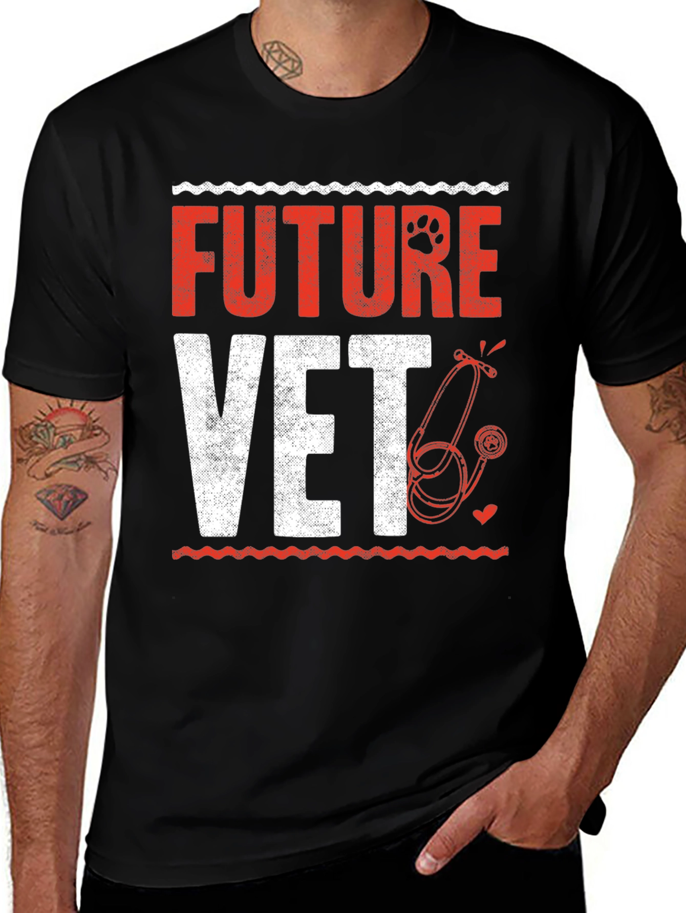 Variant 16 of Future Vet Paw Print Stethoscope T-Shirt
