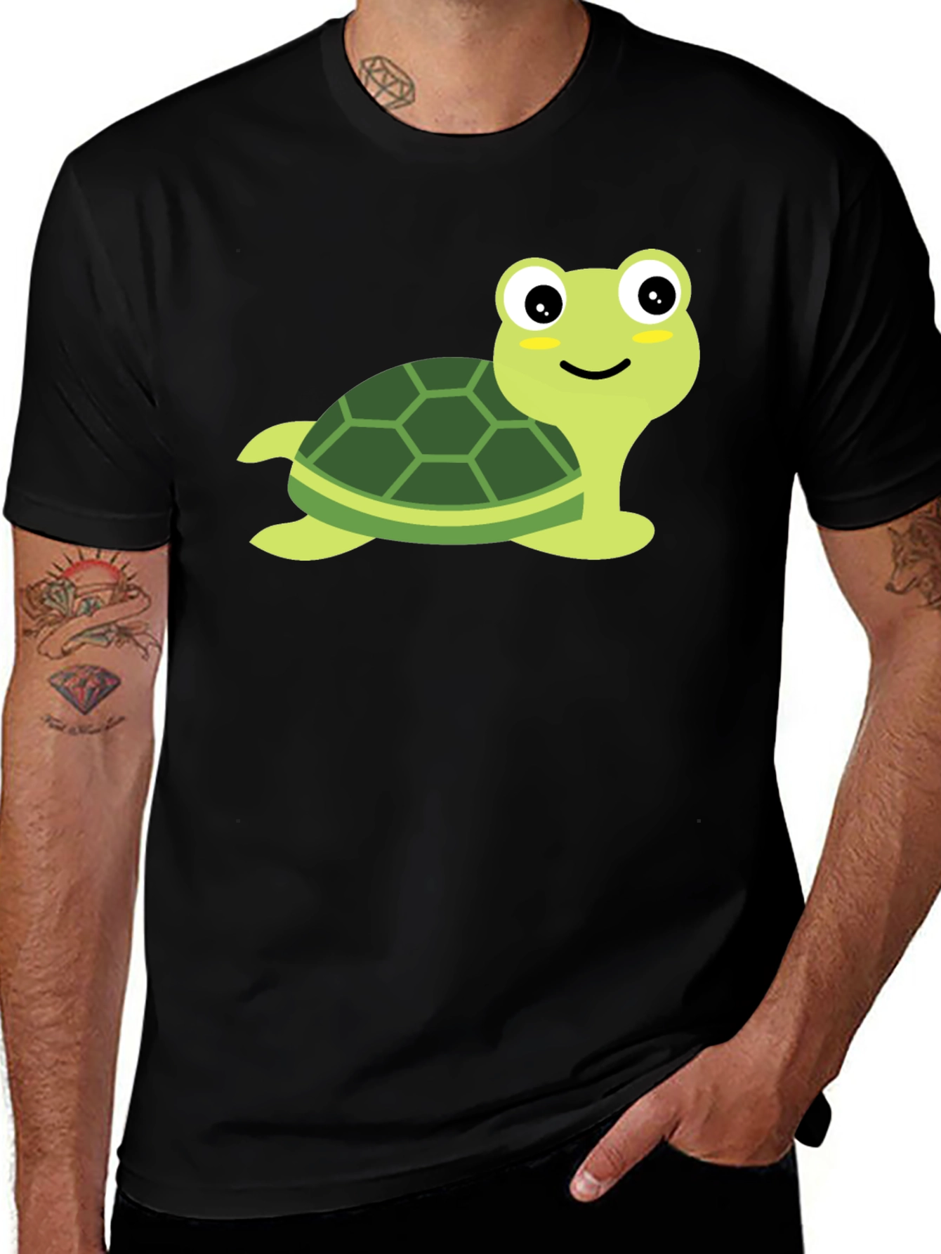 Variant 23 of Cute Turtle Graphic Tee - Black