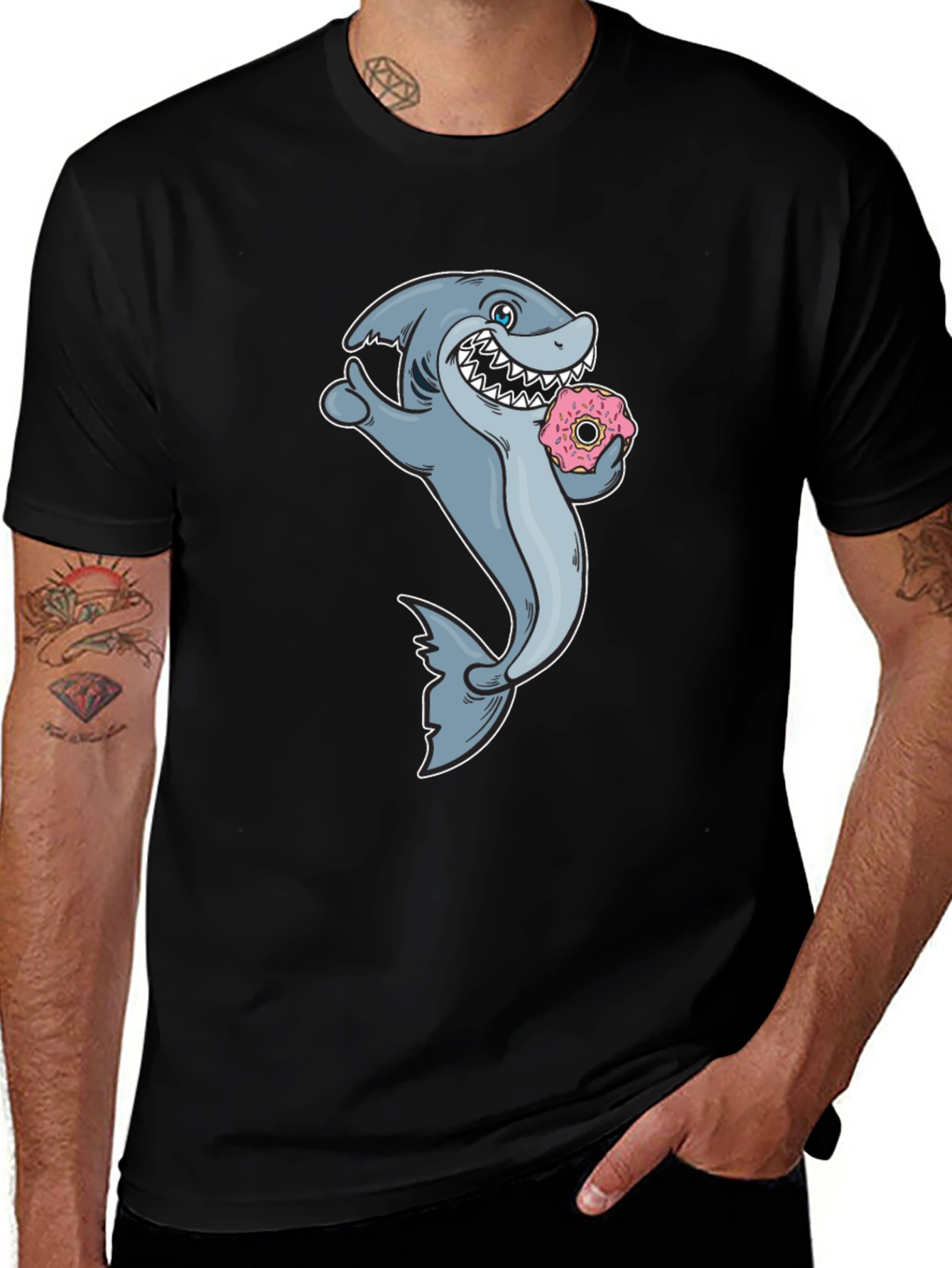 Variant 13 of Shark Eating Donut Graphic Tee