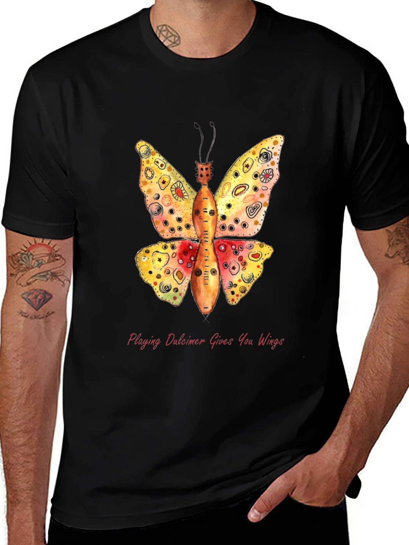 Variant 29 of Dulcimer Butterfly Graphic T-Shirt - Play Music!