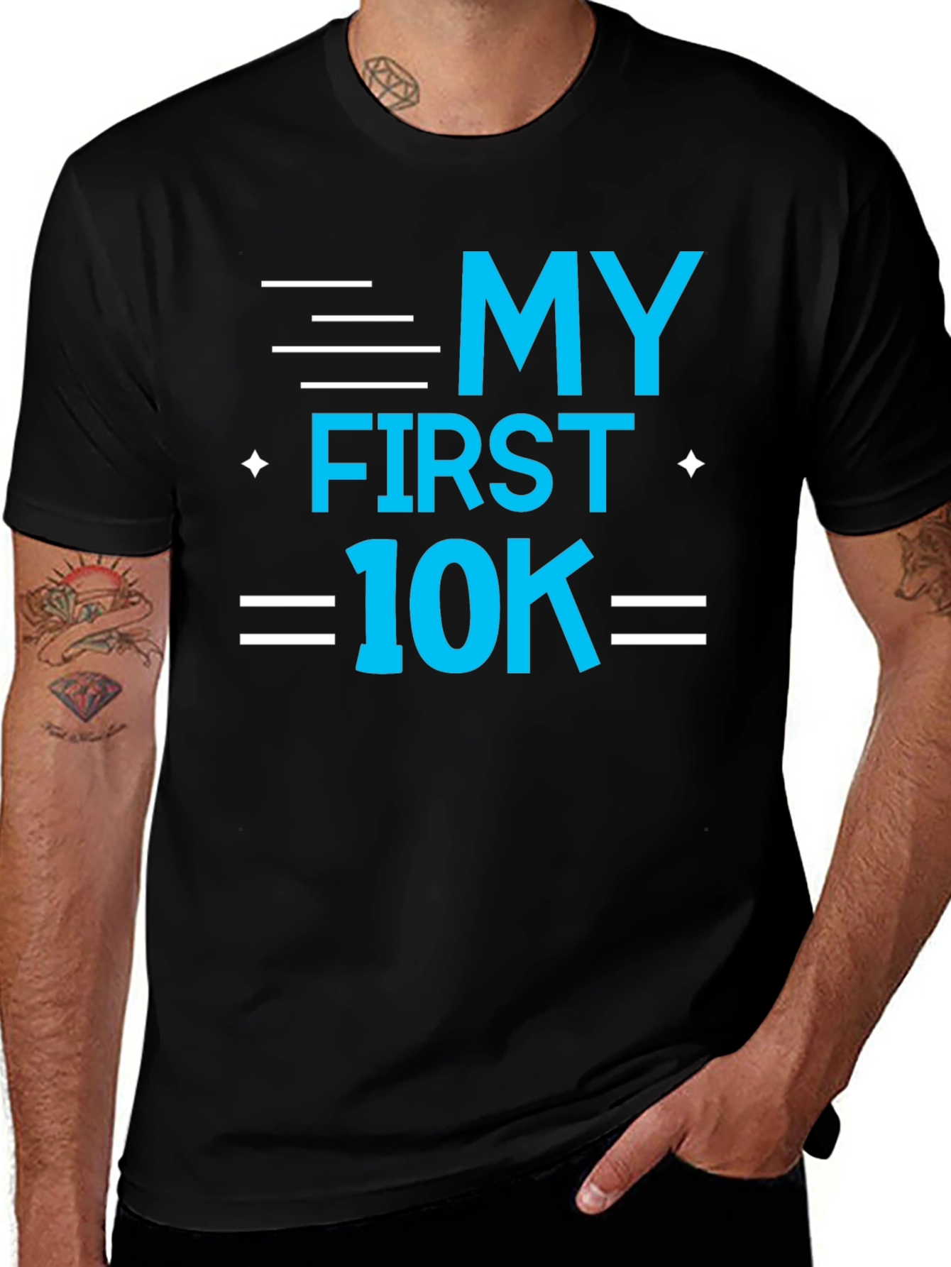 Variant 8 of My First 10K Black T-Shirt - Running Achievement Tee