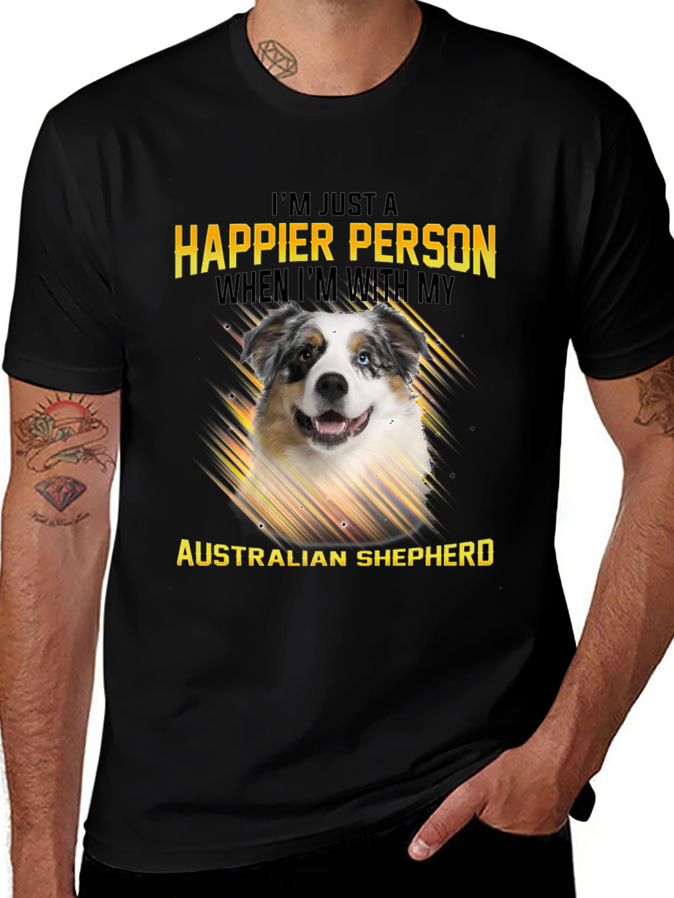 Variant 30 of Happier Person Australian Shepherd Dog T-Shirt