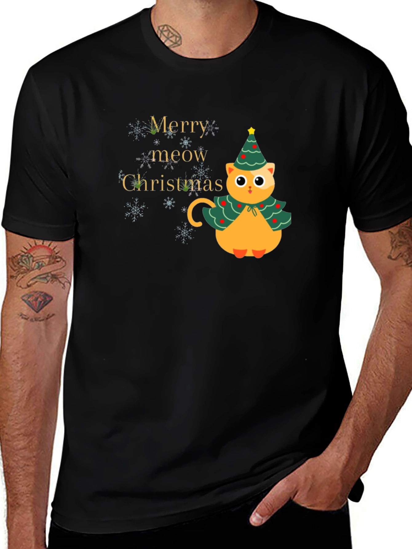 Variant 20 of Merry Meow Christmas Cat T-Shirt
