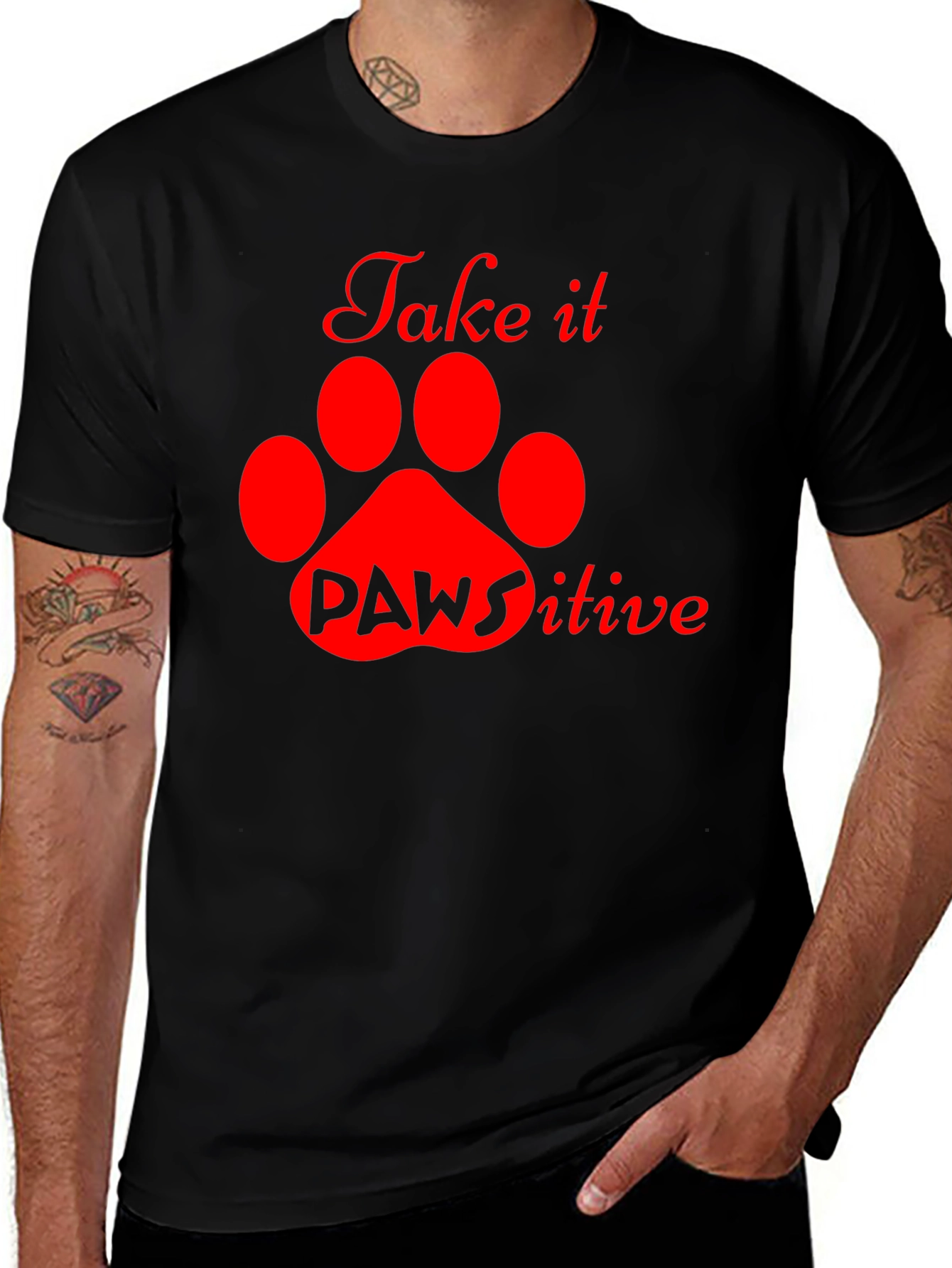 Variant 27 of Pawsitive Vibes Black T-Shirt