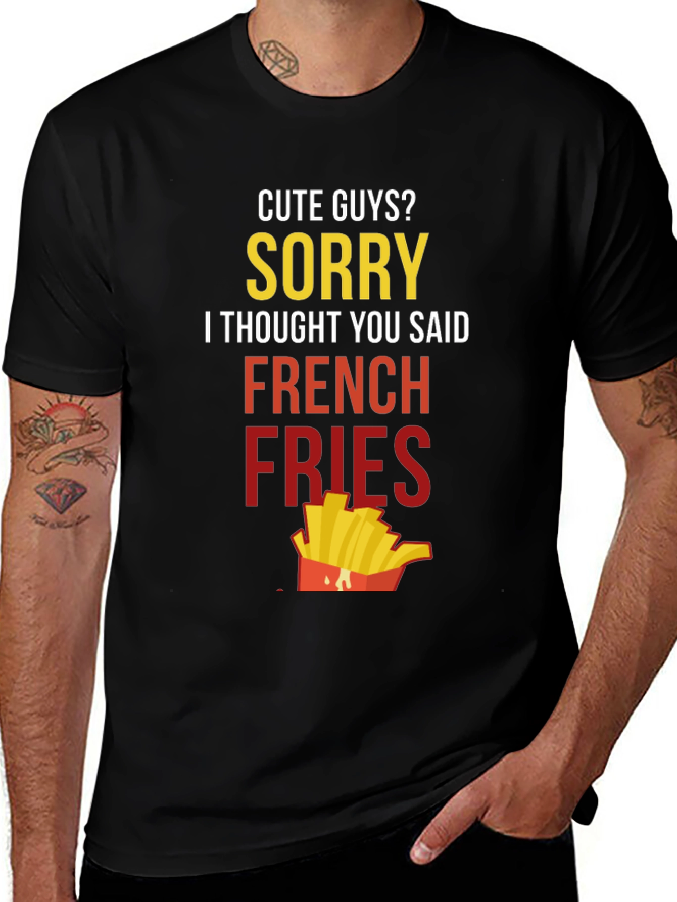 Variant 7 of Cute Guys? French Fries T-Shirt - Funny Graphic Tee