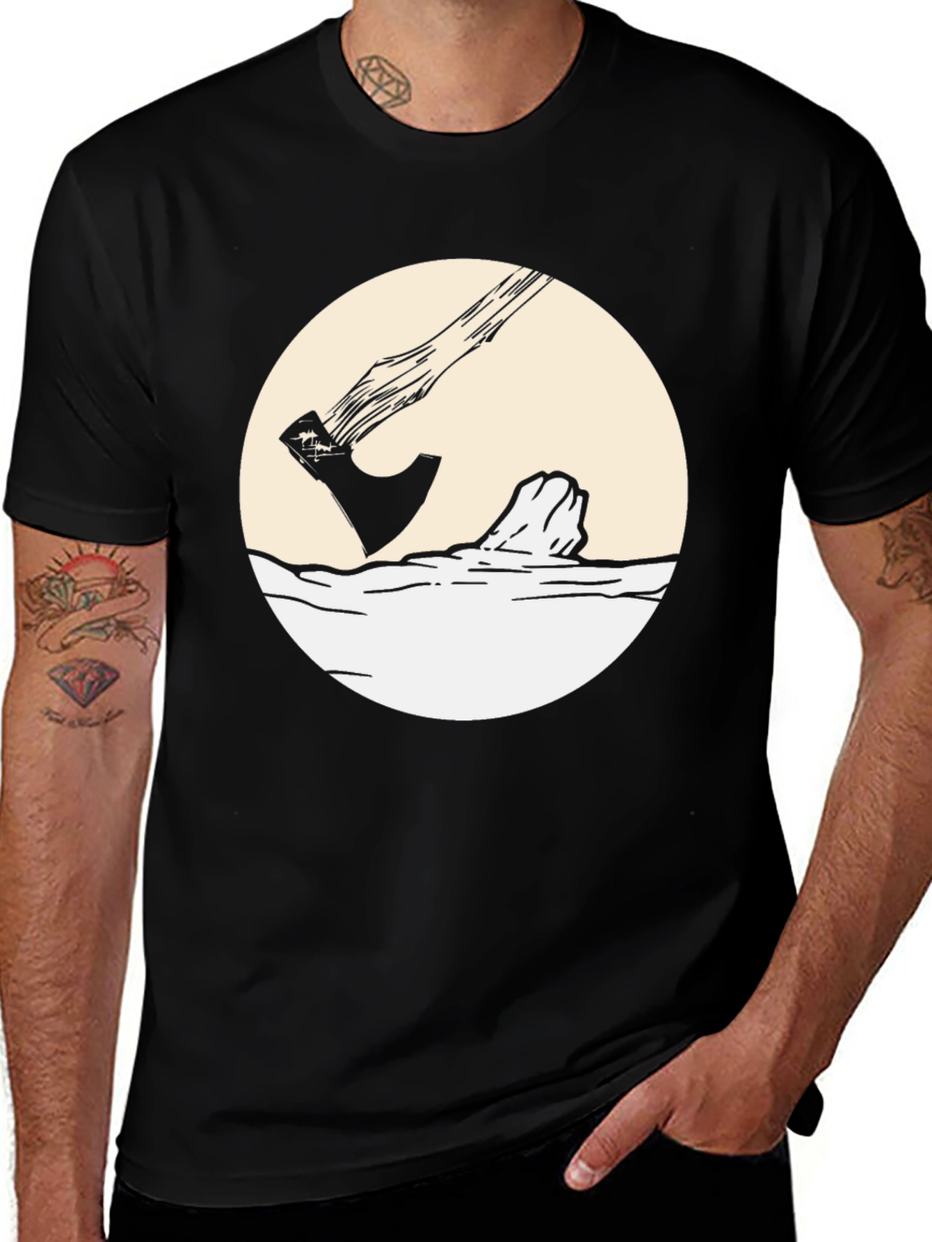 Variant 5 of Axe Chop Crew Neck T-Shirt - Black