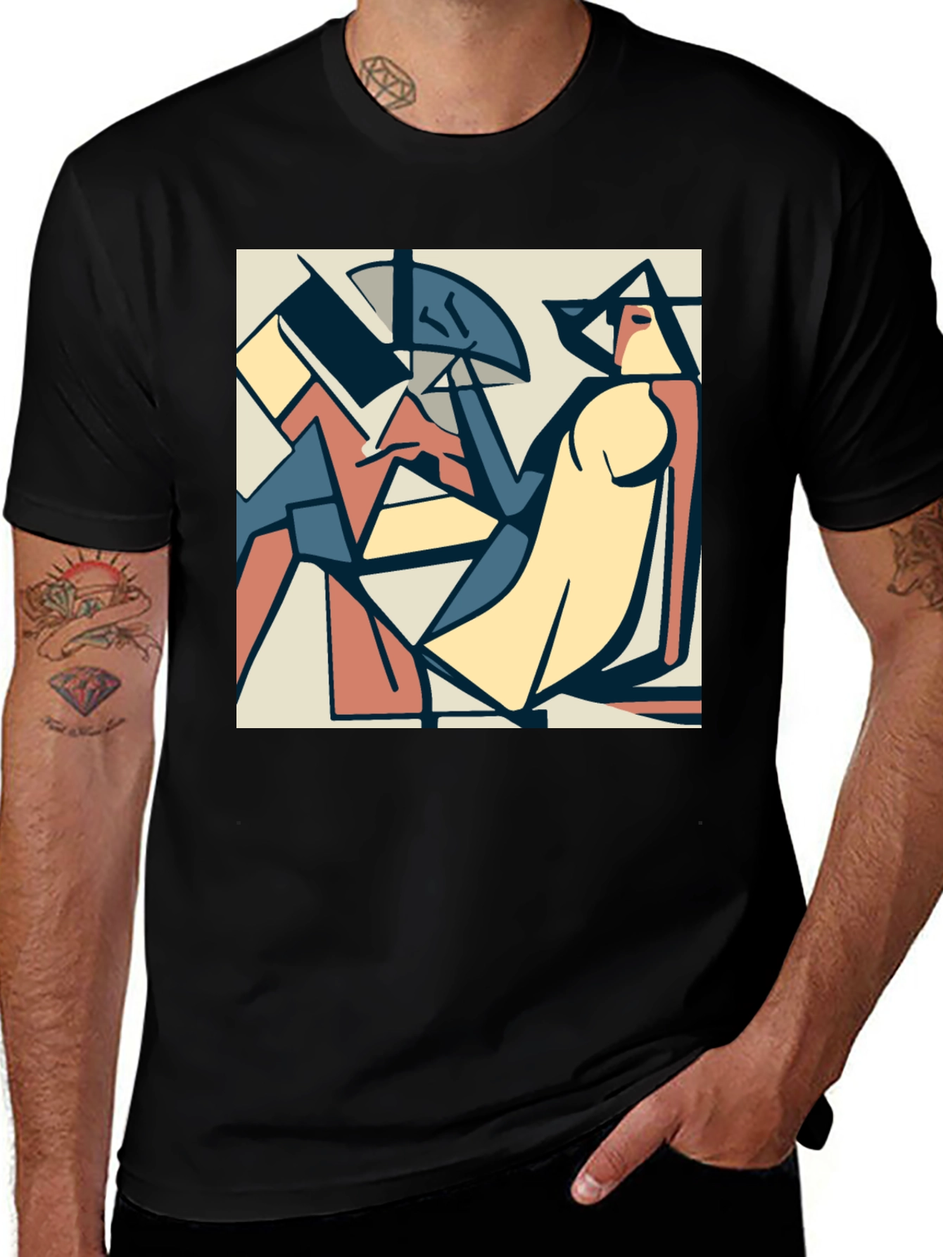 Variant 22 of Abstract Art Print Black Crew Neck T-Shirt
