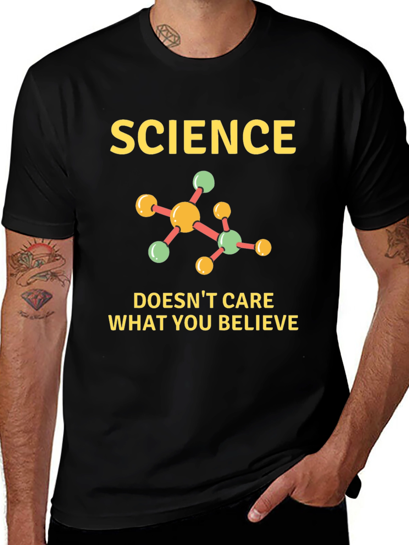 Variant 23 of Science Doesn't Care What You Believe Black T-Shirt
