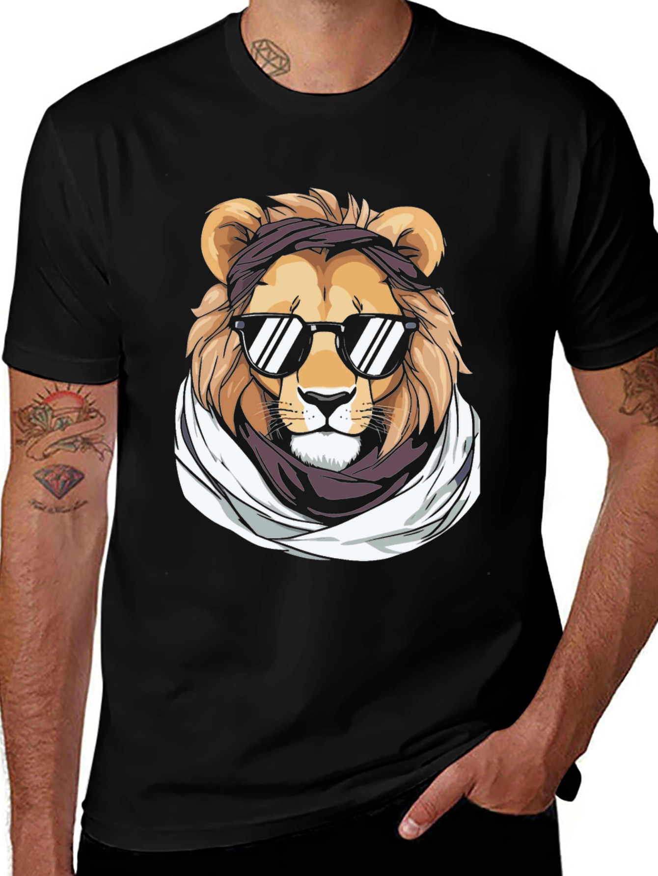 Variant 14 of Cool Lion Graphic Tee - Black T-Shirt