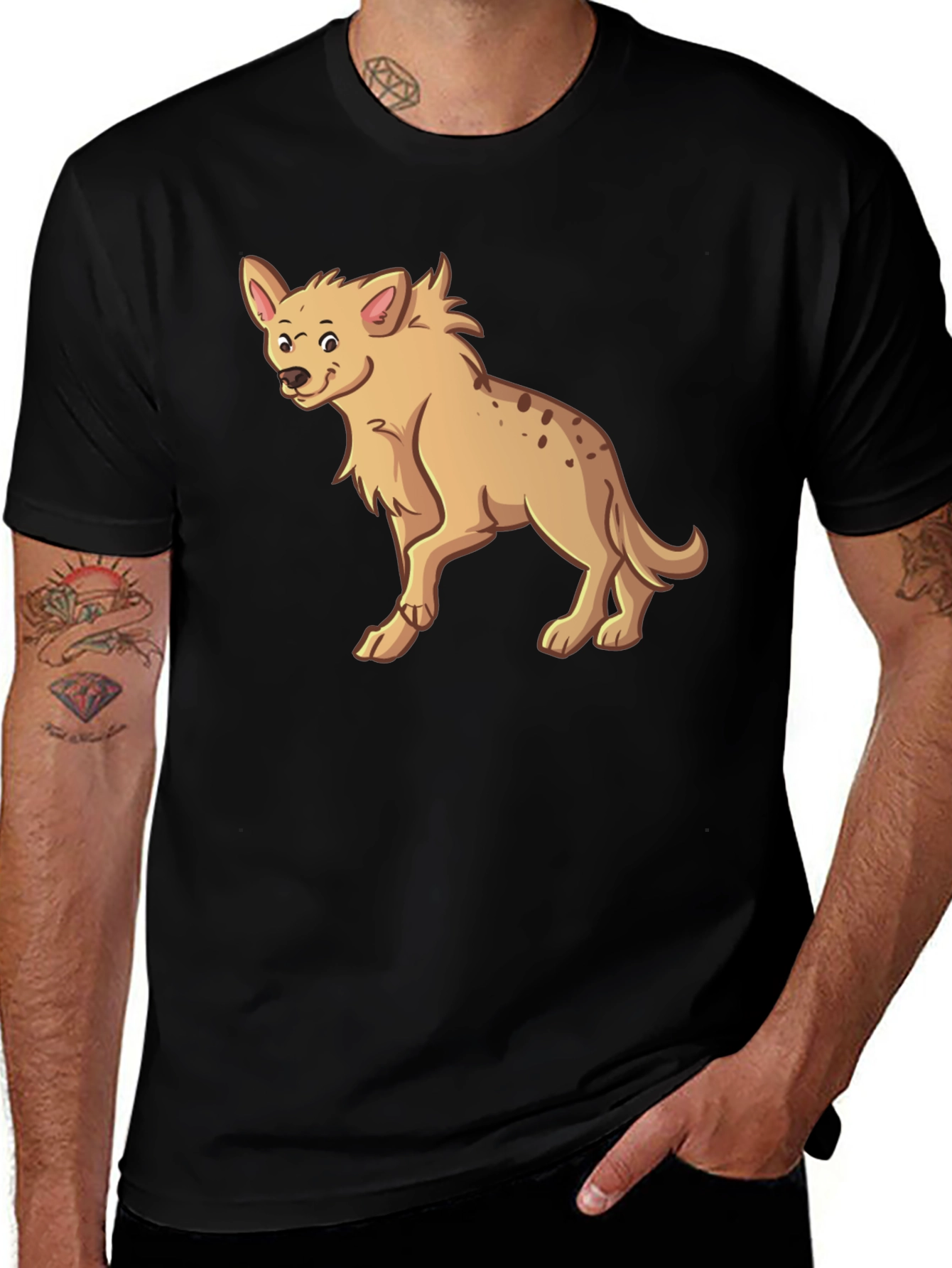 Variant 15 of Hyena Cartoon Graphic Black T-Shirt