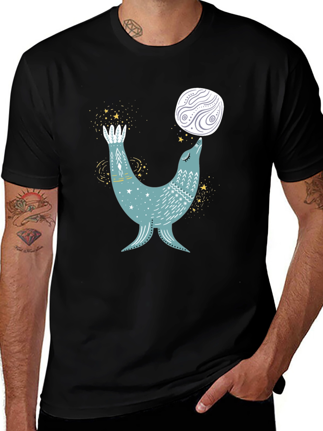 Variant 13 of Seal Moon T-Shirt: Celestial Ocean Magic
