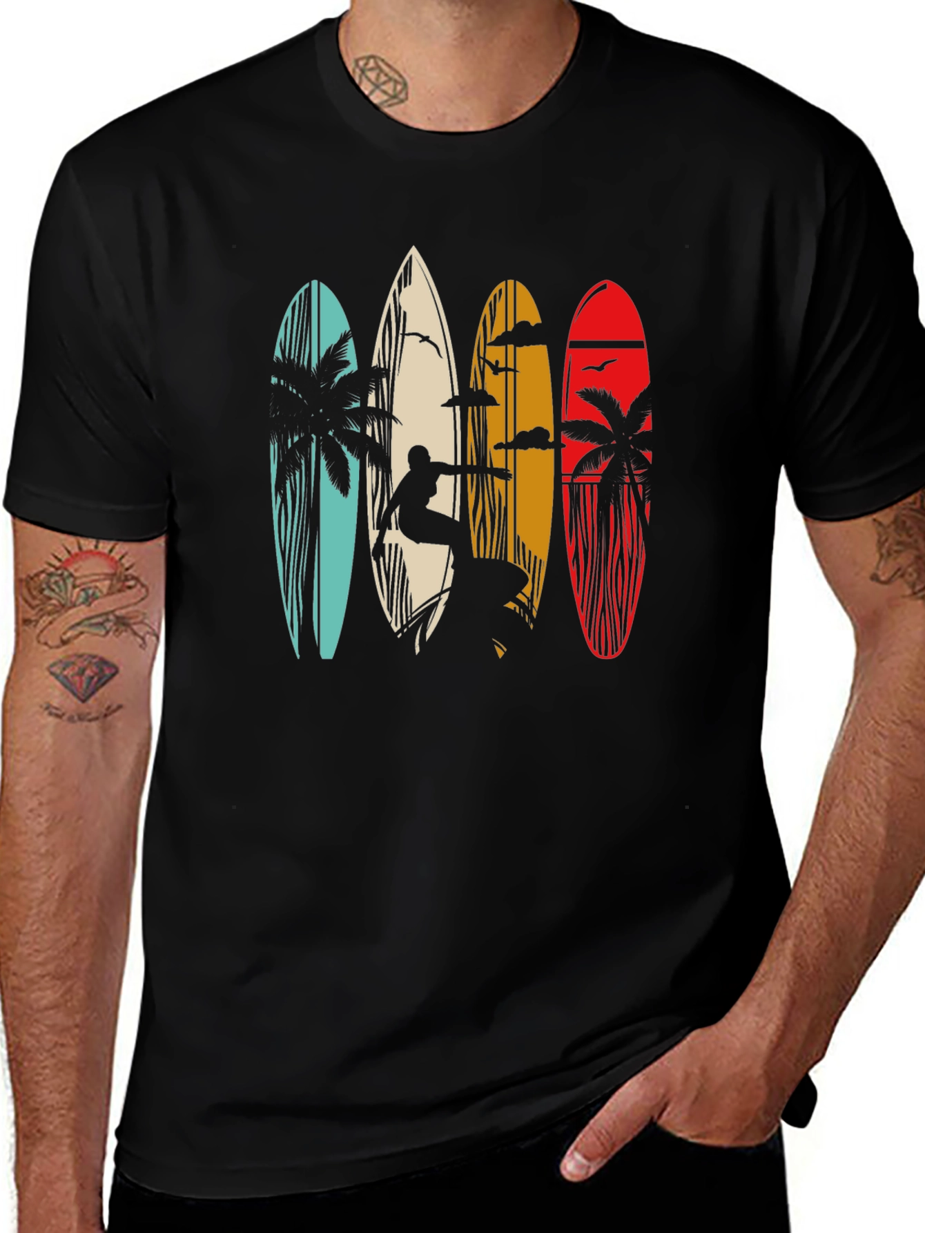 Retro Surfboard Graphic Tee - Vintage Surfer T-Shirt