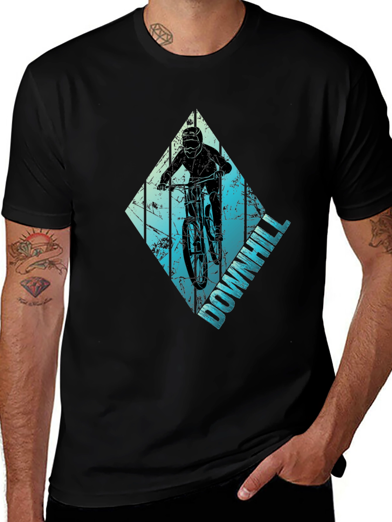 Variant 4 of Downhill Mountain Biker Graphic Tee - Black