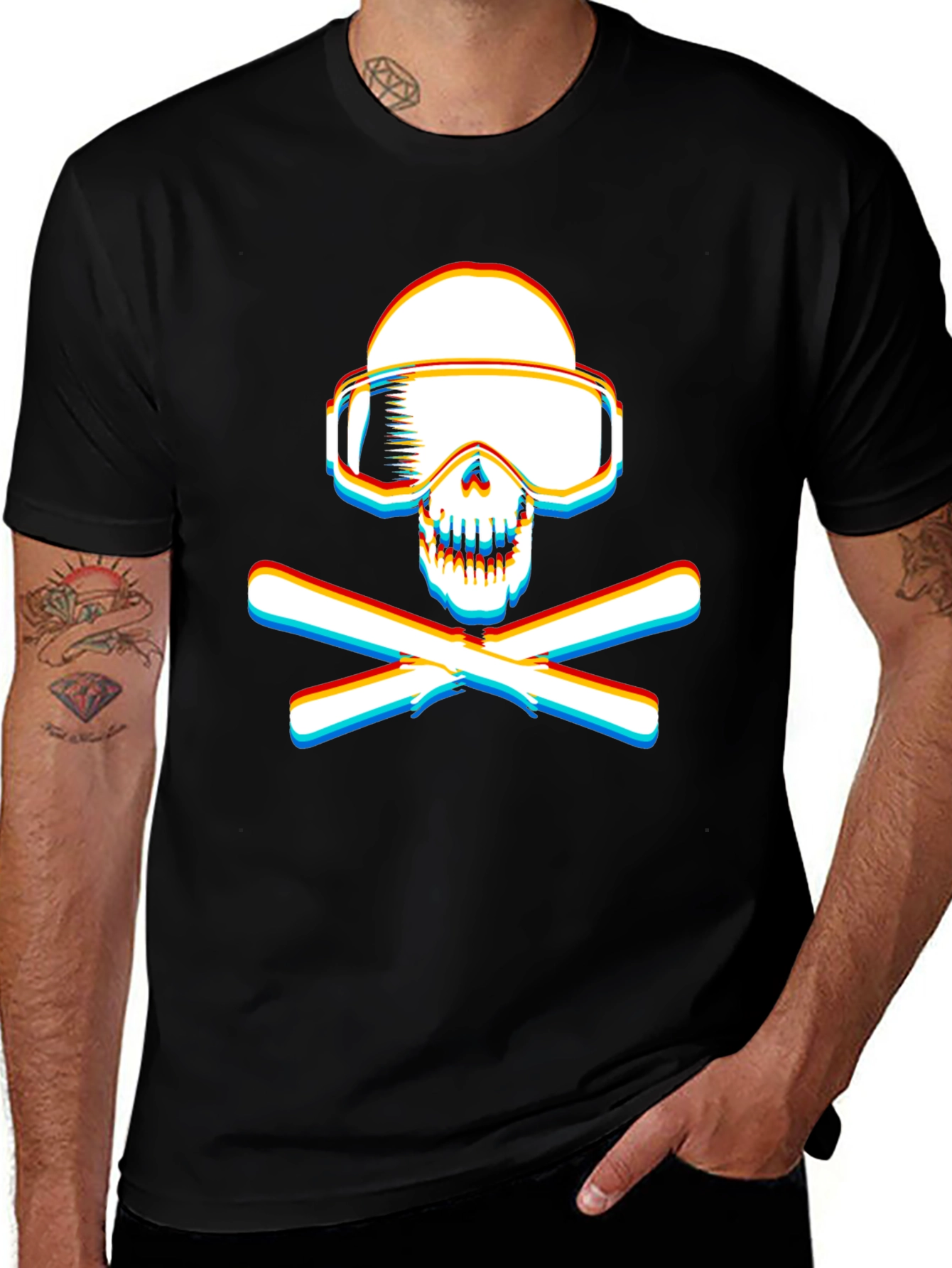 Variant 15 of Skull & Ski Goggles Graphic Tee - Men's Black T-Shirt