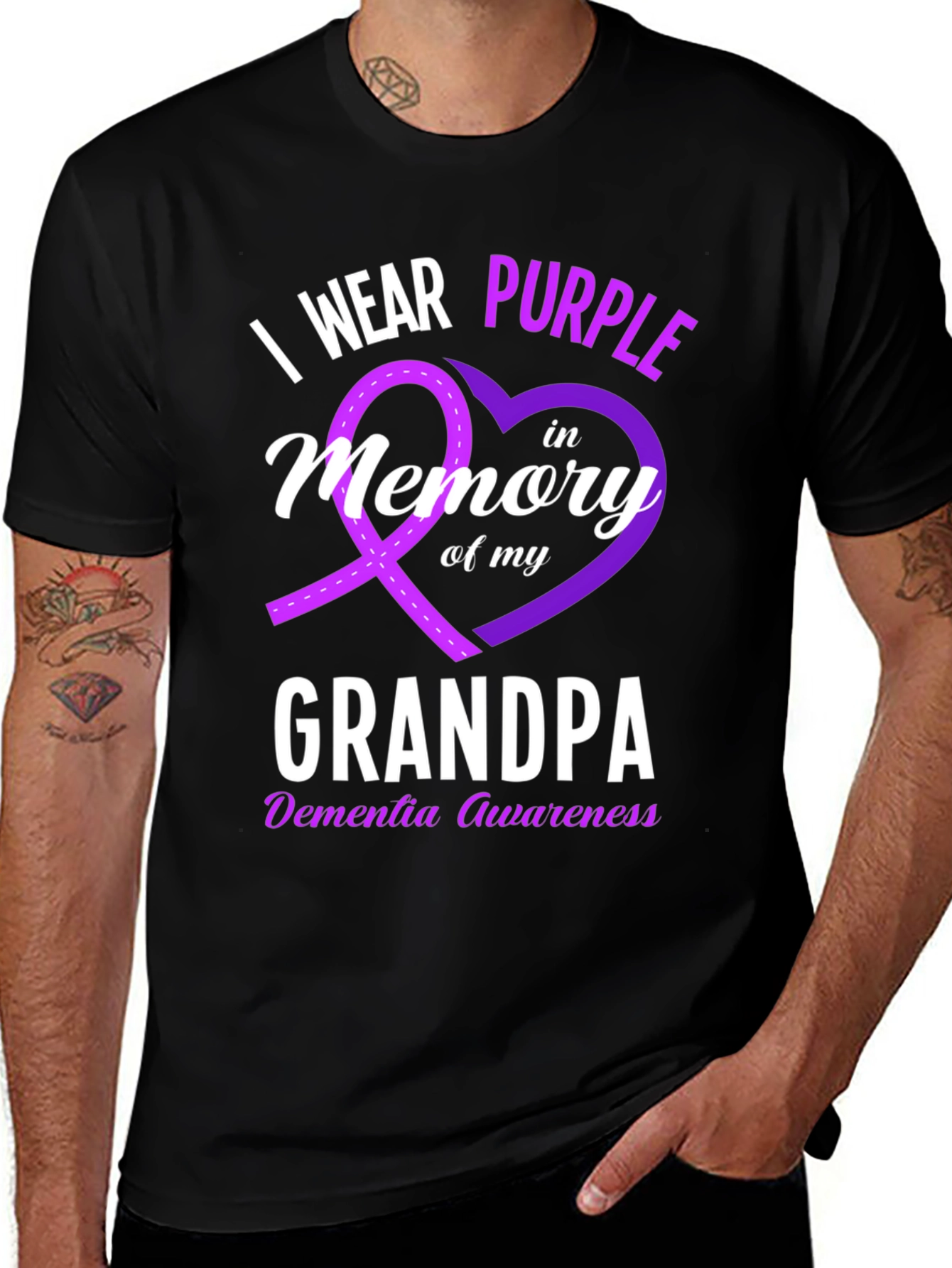 Purple Dementia Awareness Grandpa T-Shirt