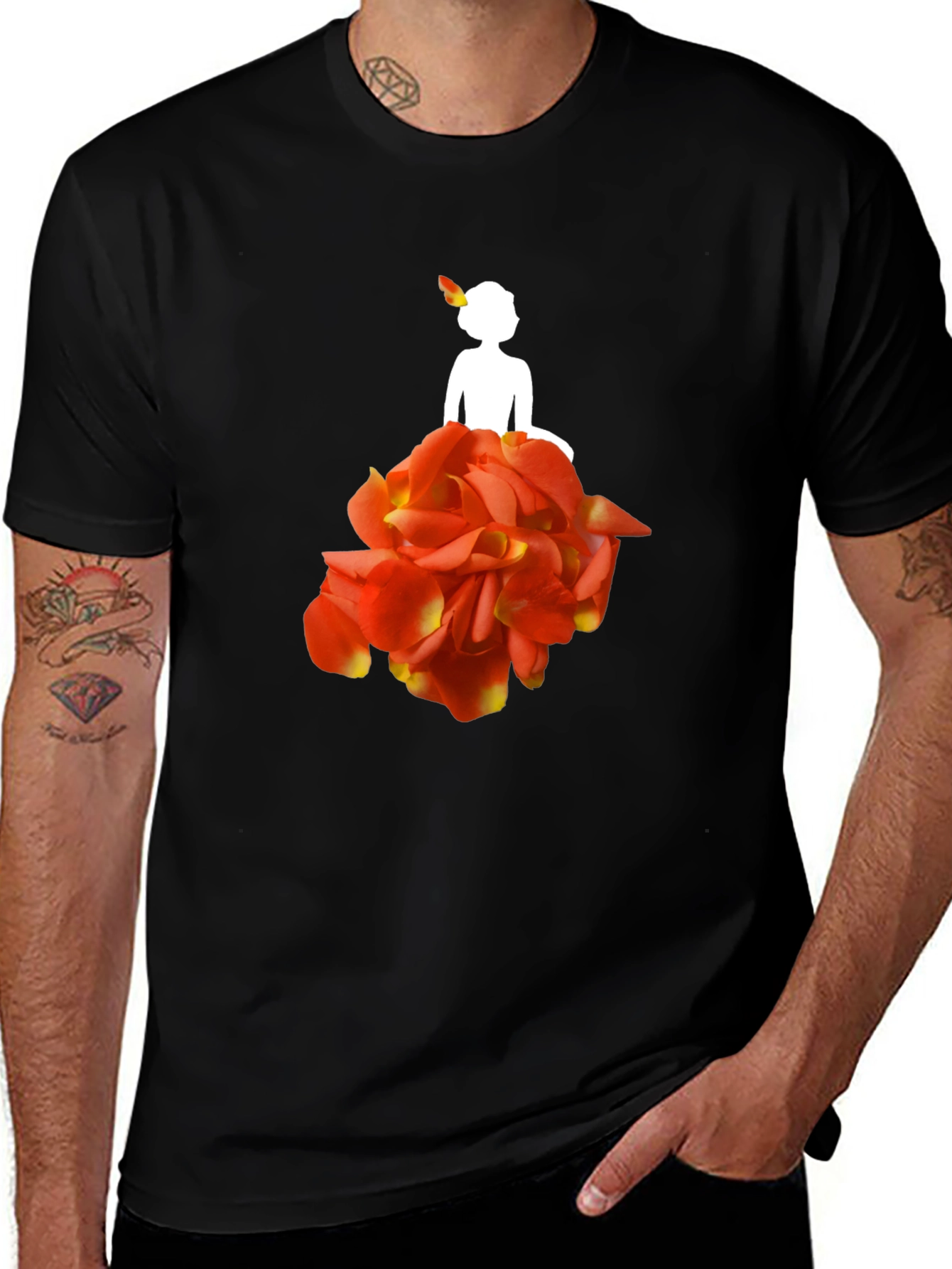 Variant 10 of Floral Dancer Black T-Shirt - Unique Design