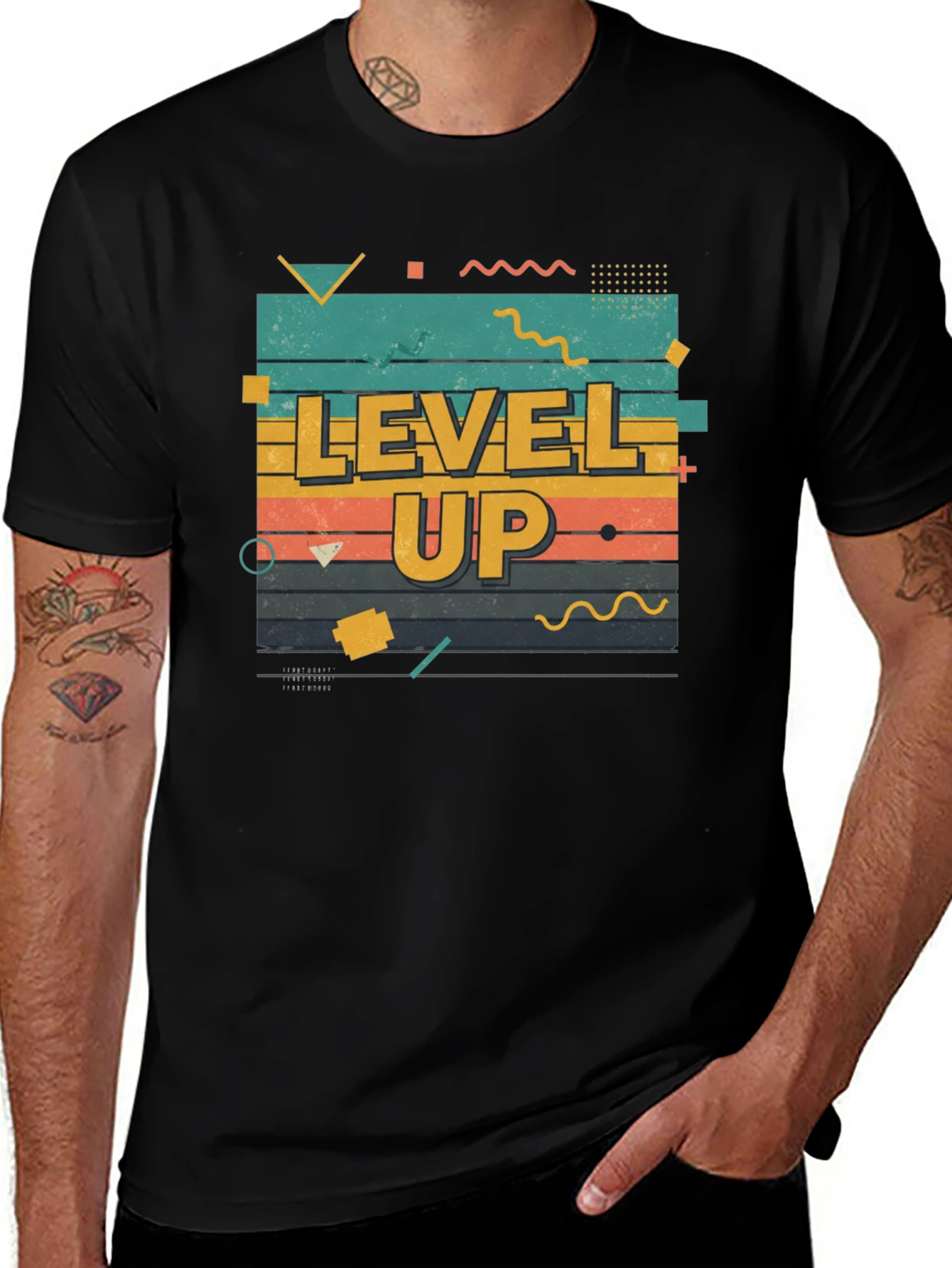 Variant 25 of Level Up Black Graphic Tee - Gamer Style