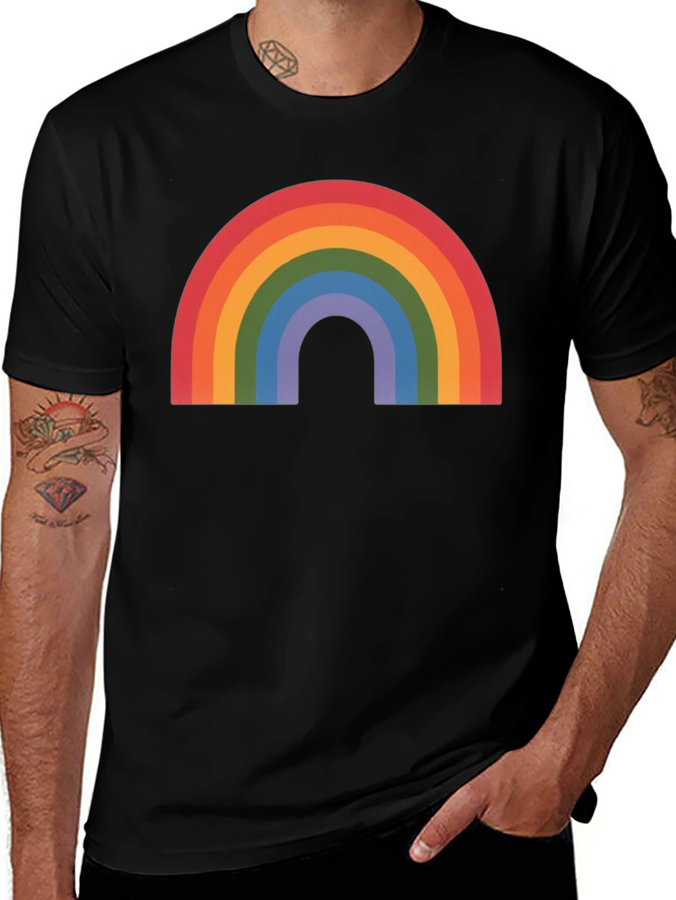 Variant 25 of Retro Rainbow Graphic Tee - Black Unisex T-Shirt
