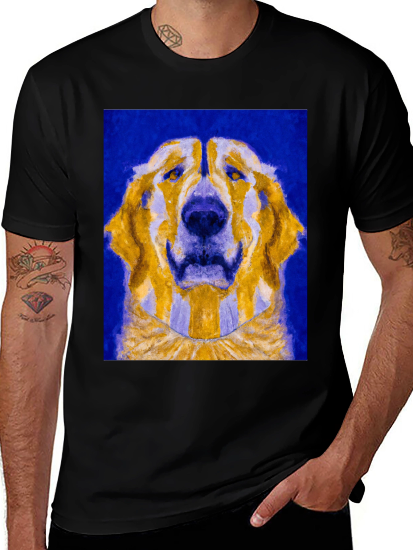 Variant 24 of Dog Art Print Black T-Shirt