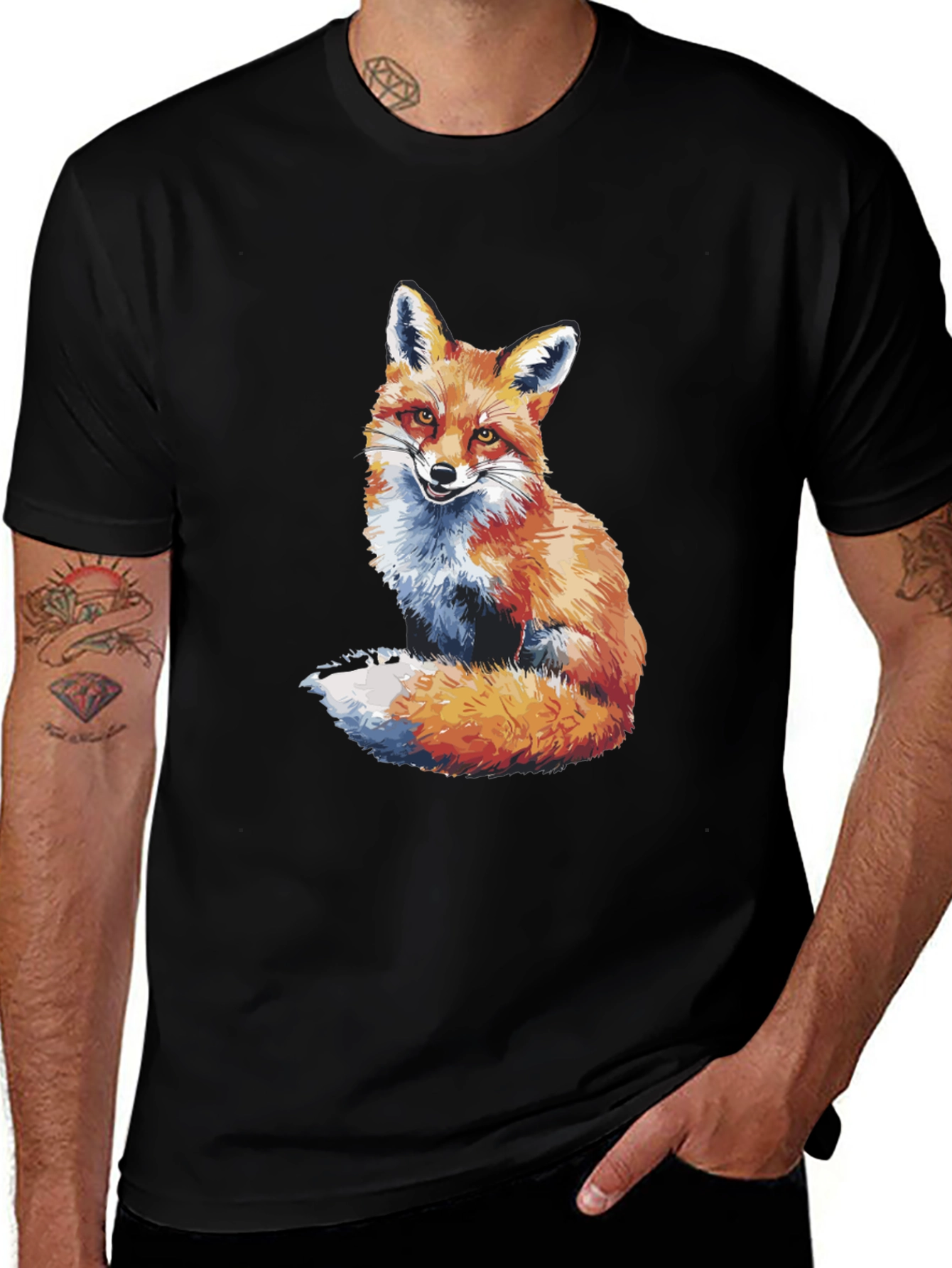 Variant 14 of Fox Graphic Print Black T-Shirt
