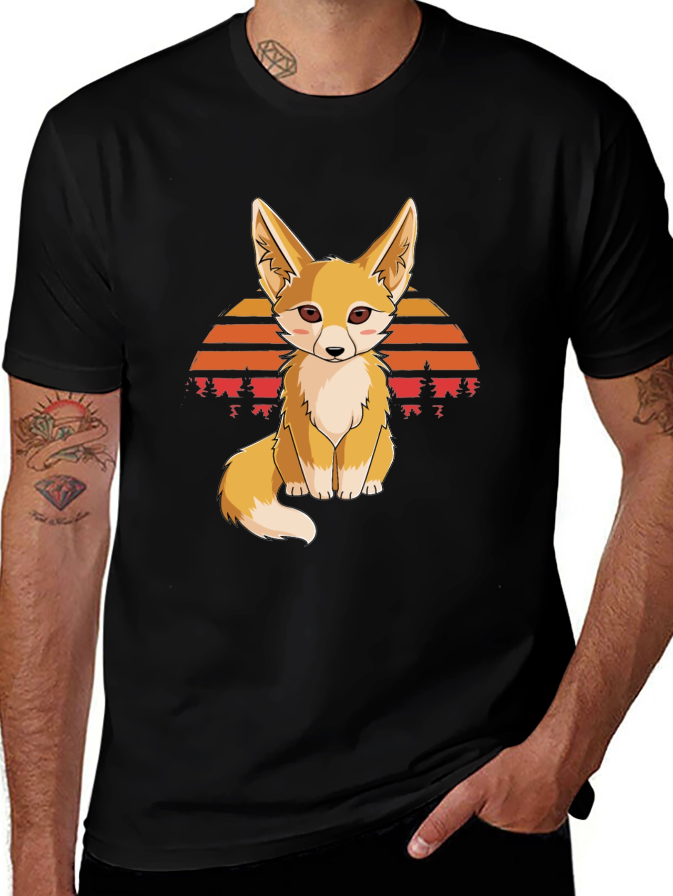 Variant 20 of Fennec Fox Sunset Graphic Tee - Cute Desert Fox Shirt