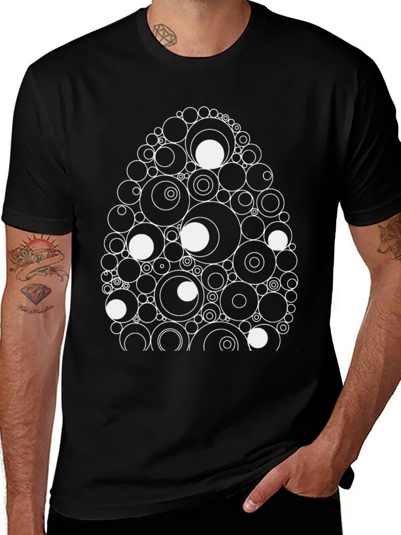 Abstract Circle Egg Black Tee