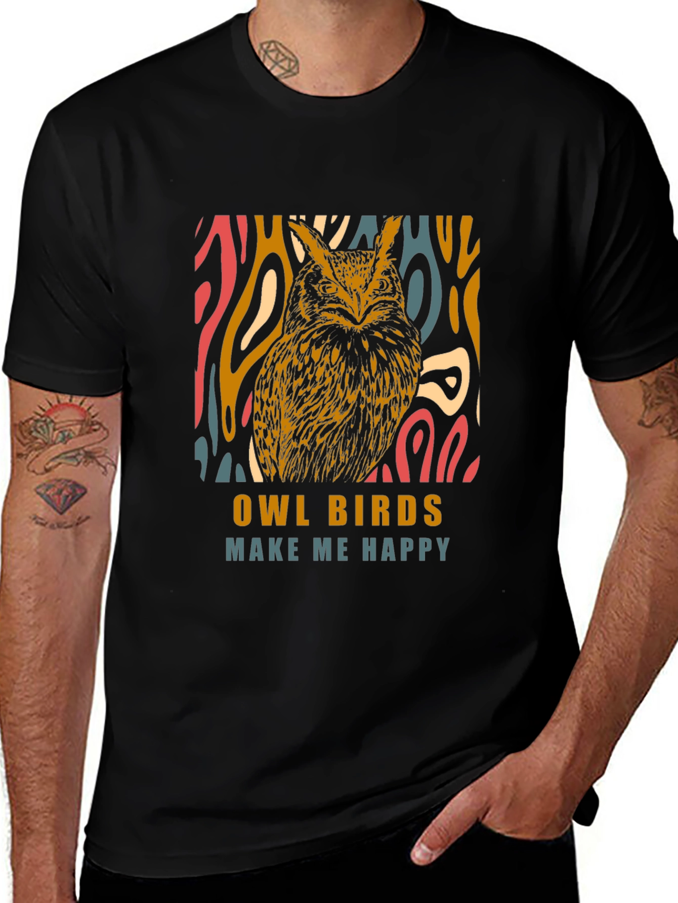 Variant 25 of Owl Birds Make Me Happy Graphic T-Shirt