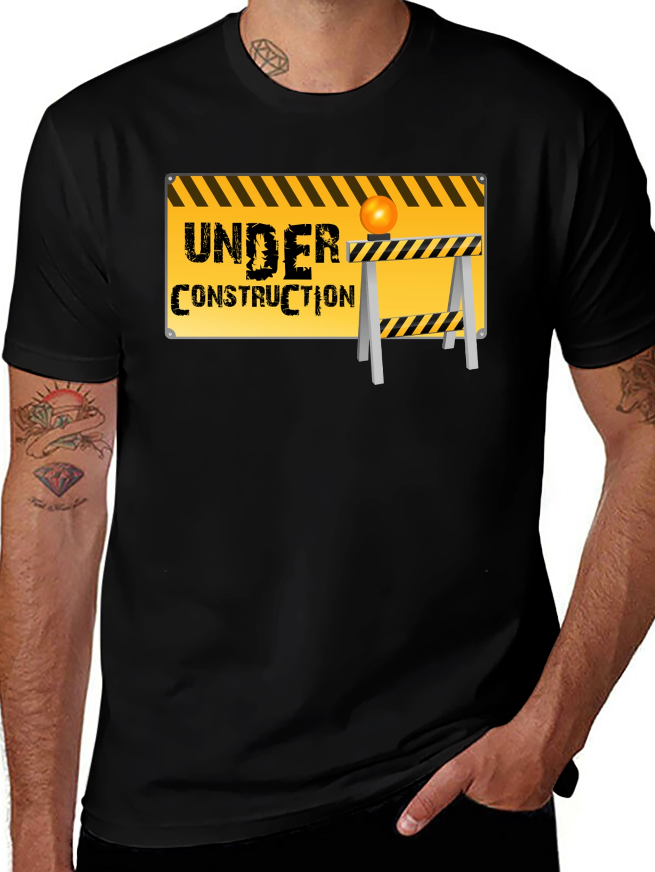 Variant 3 of Under Construction Graphic Tee - Black