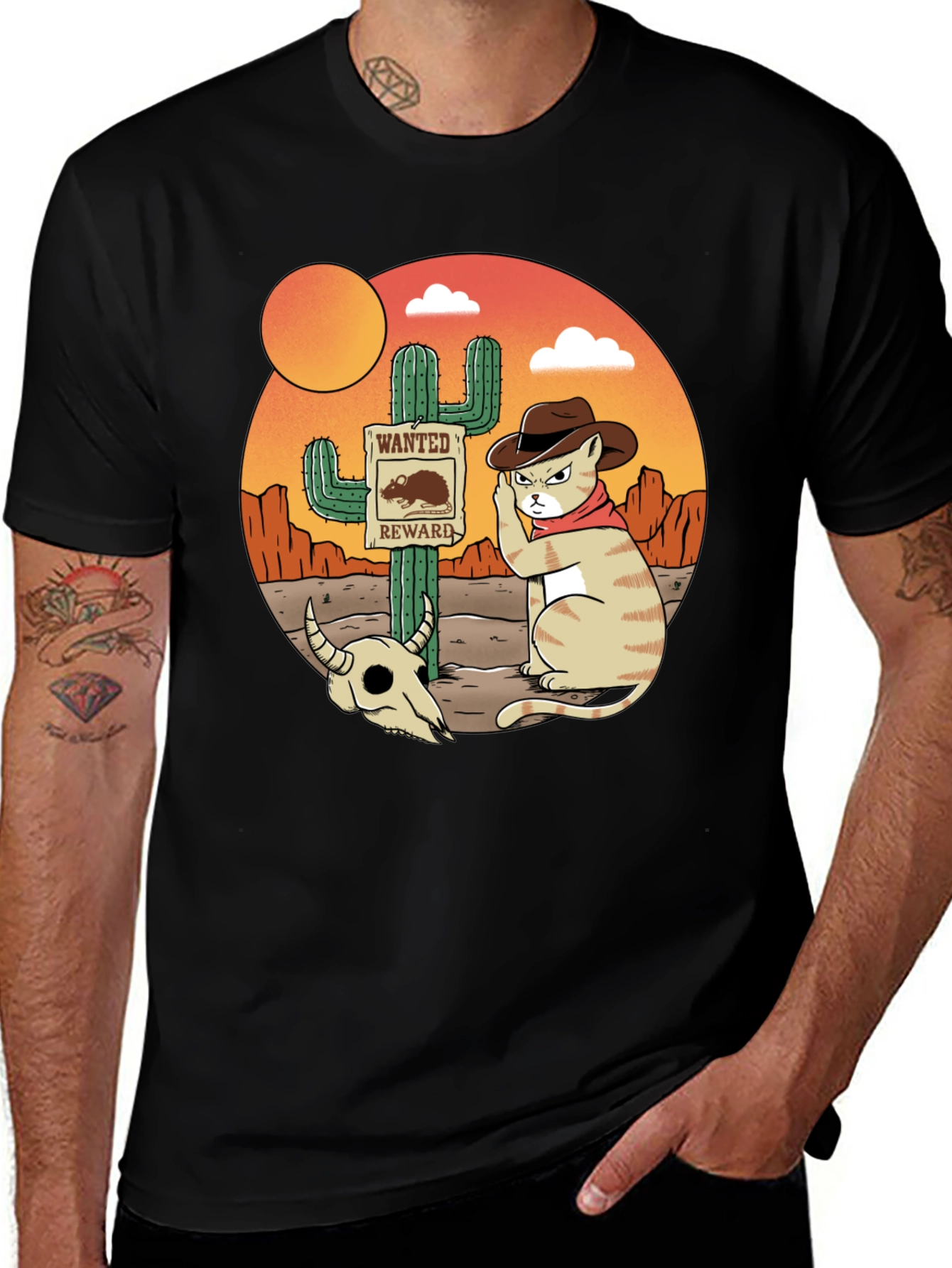 Variant 13 of Wild West Cat T-Shirt - Wanted Reward