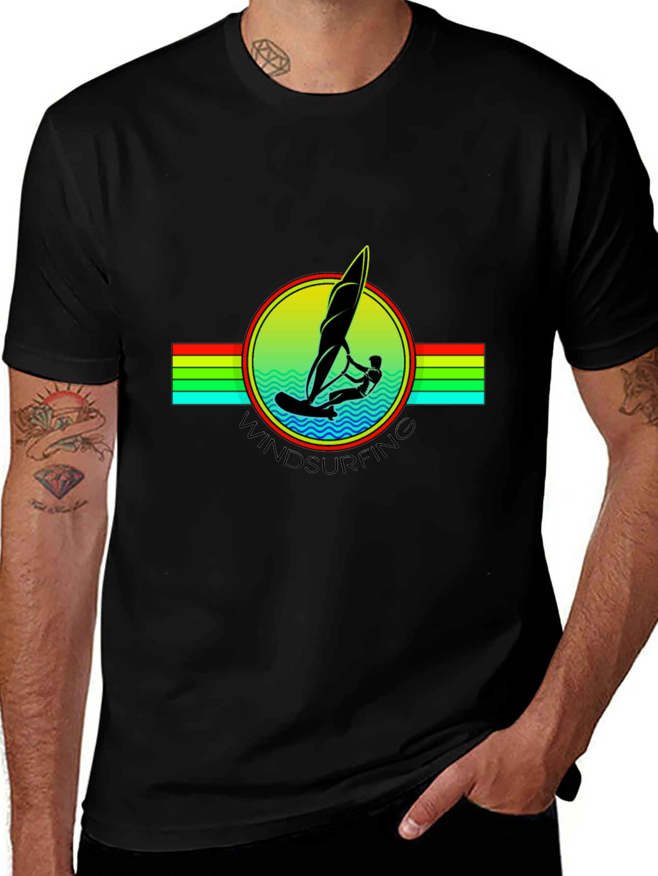 Variant 16 of Windsurfing Graphic Tee - Black