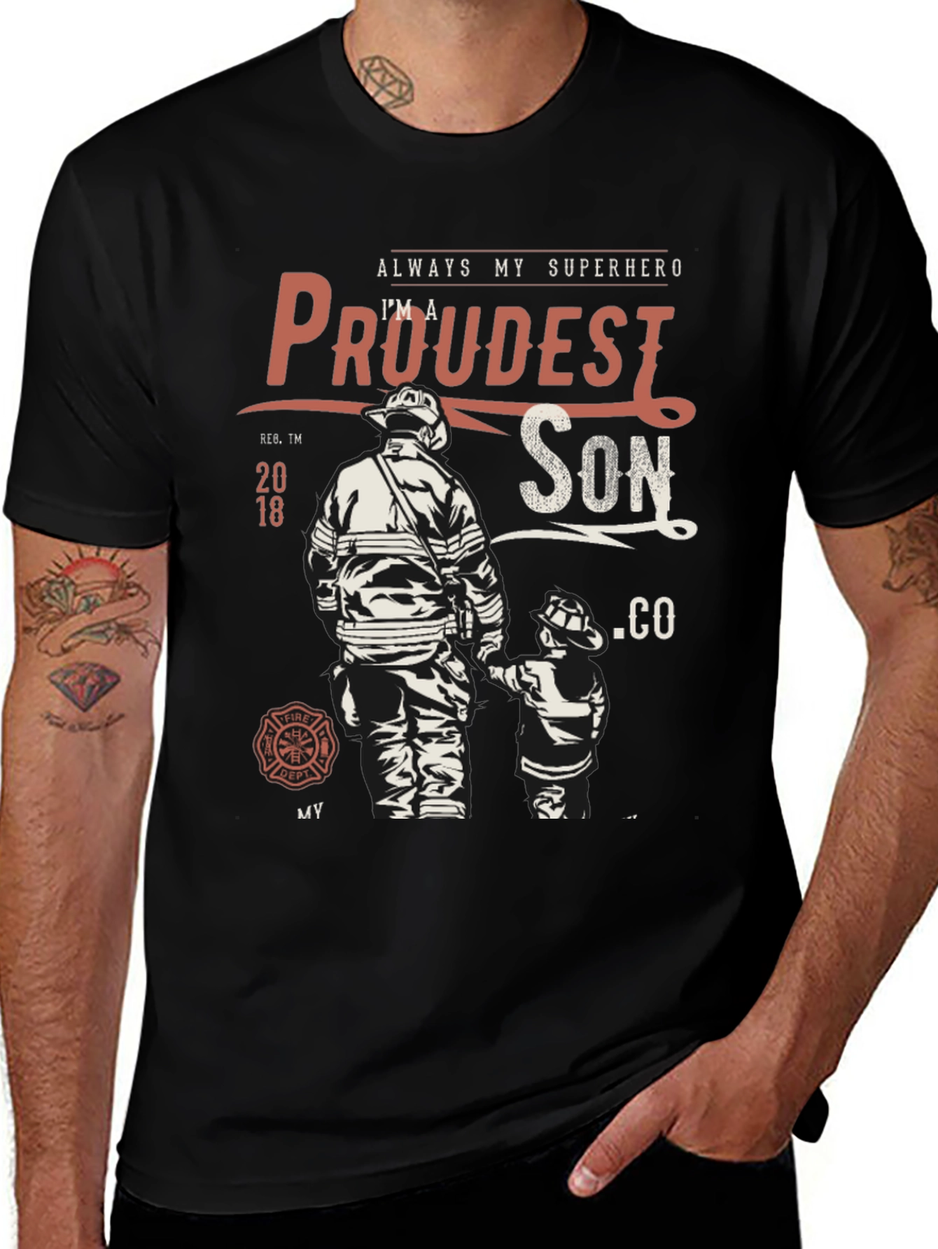 Variant 2 of Proudest Son Firefighter Graphic Tee