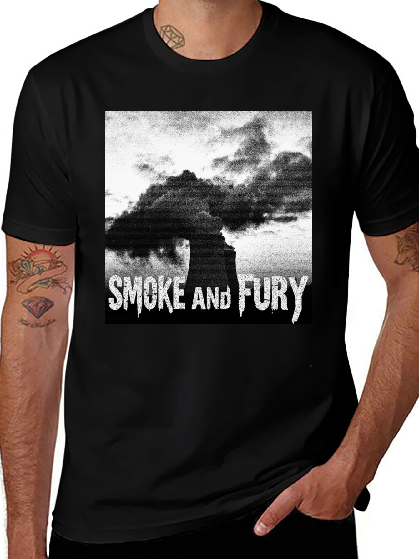 Variant 27 of Smoke and Fury Graphic Tee - Black