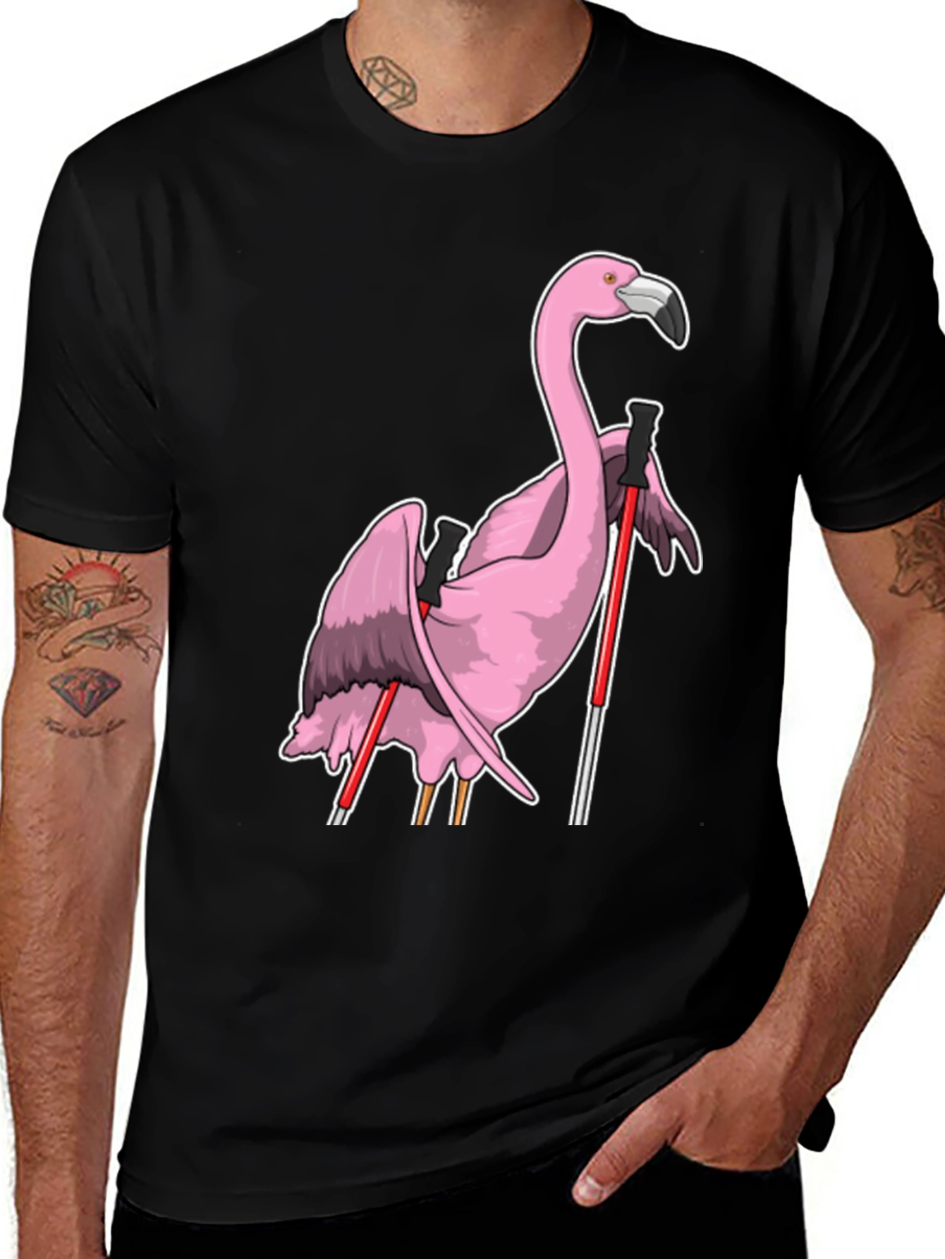 Variant 29 of Flamingo Skier Graphic Tee