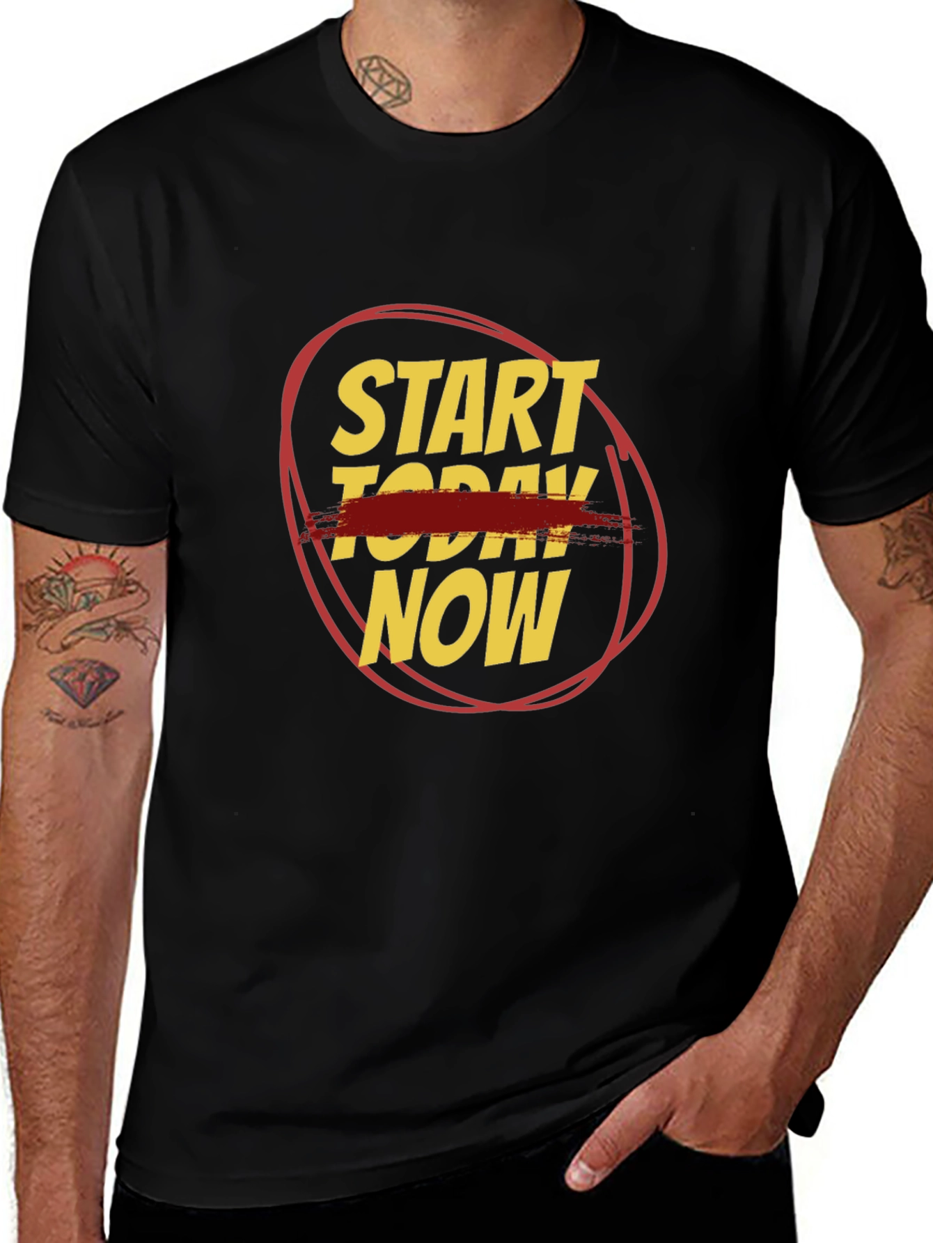 Camiseta Negra "Start Today Now" para Hombre