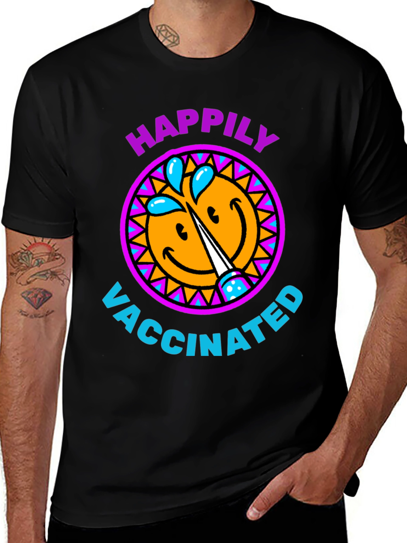 Variant 10 of Happily Vaccinated Graphic T-Shirt