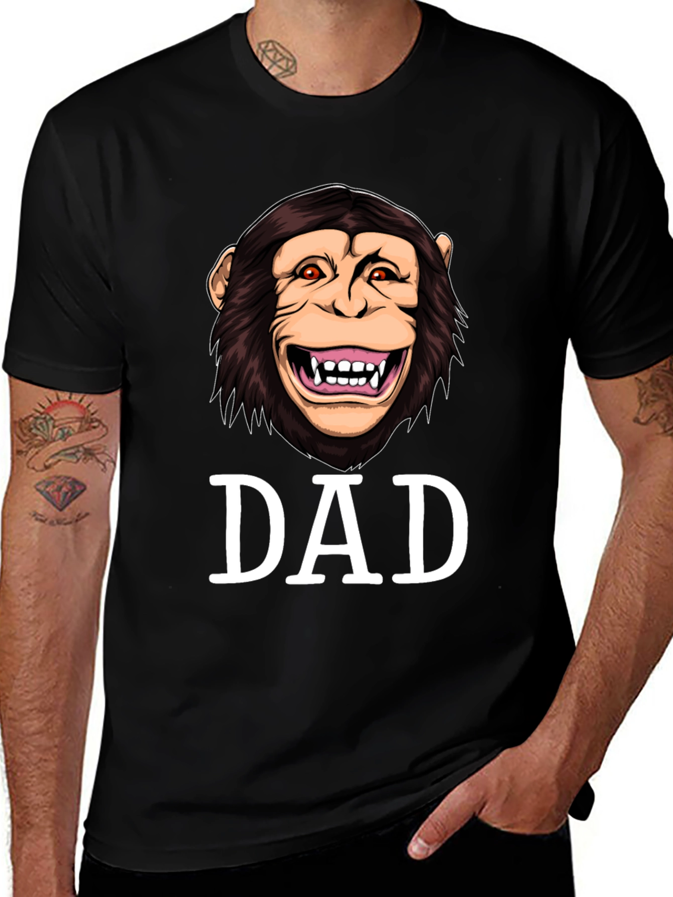 Variant 11 of Funny Monkey Dad Graphic Tee - Black