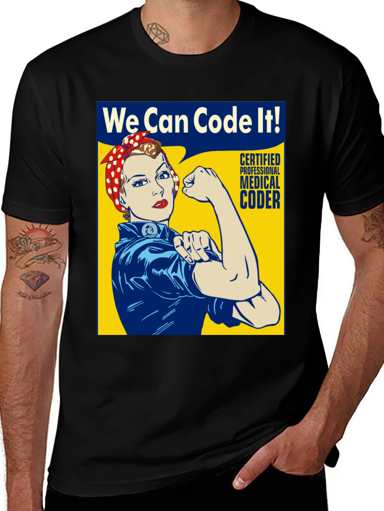 Variant 4 of We Can Code It! Rosie the Riveter Coder T-Shirt