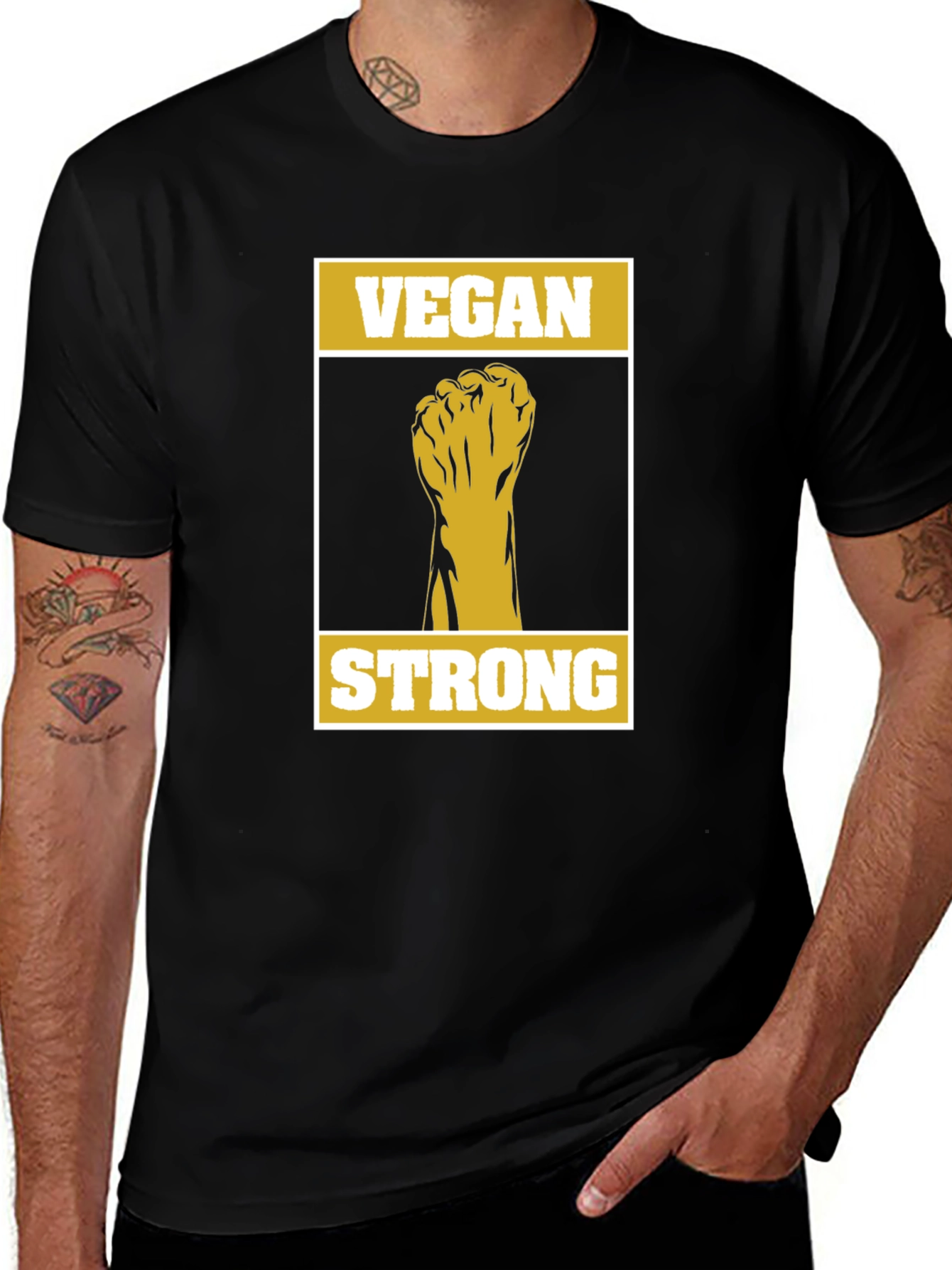 Variant 7 of Vegan Strong Graphic Tee - Black