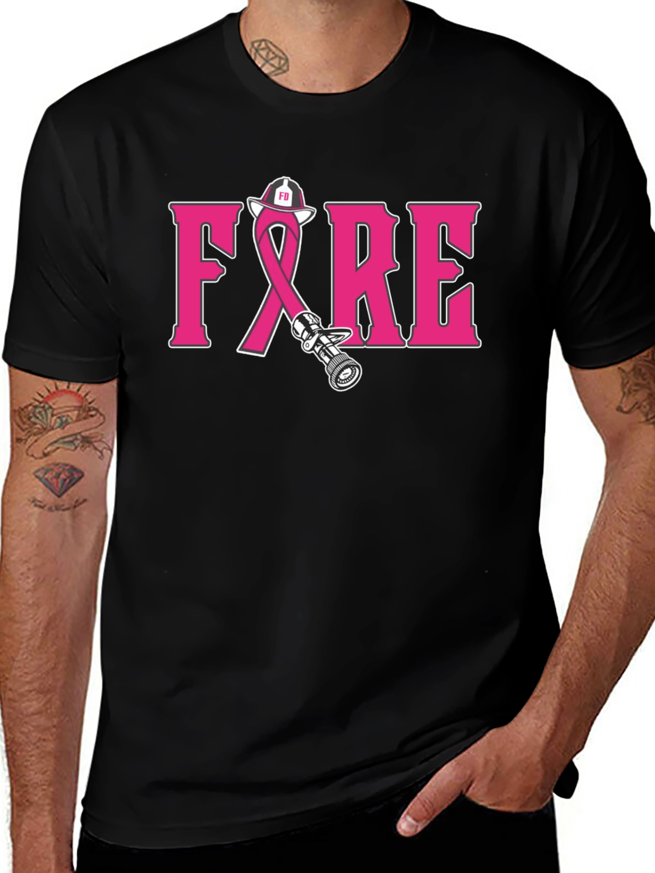 Variant 21 of Firefighter Breast Cancer Awareness T-Shirt