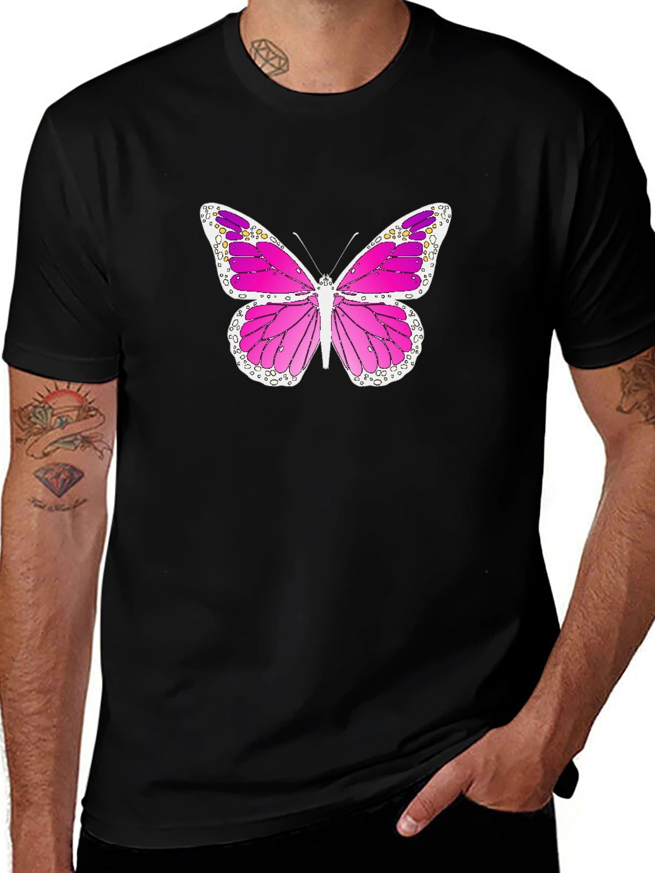 Variant 26 of Butterfly Graphic T-Shirt - Black Cotton Tee