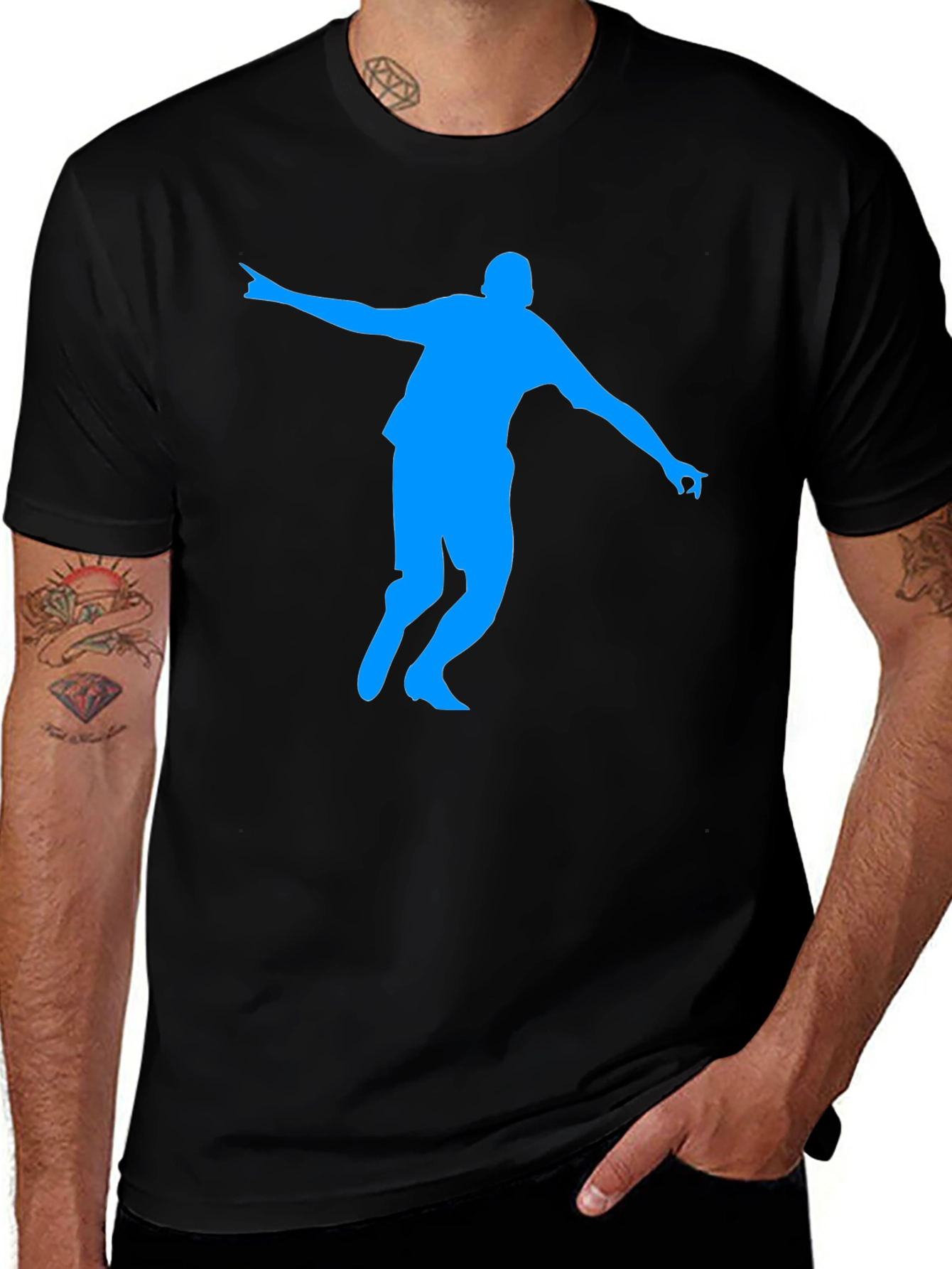 Variant 2 of Black T-Shirt with Blue Silhouette Design
