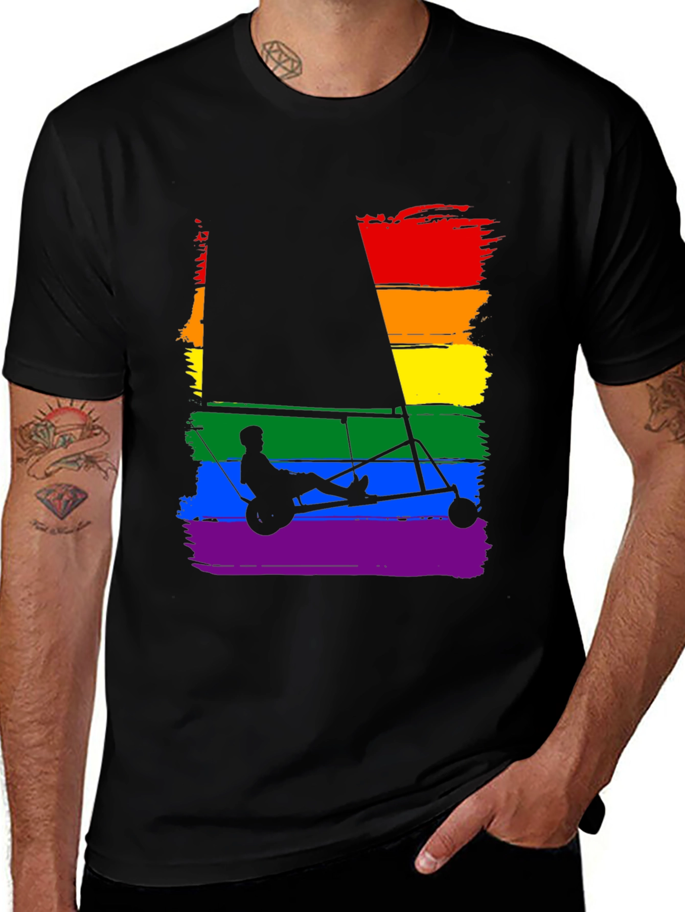 Rainbow Hang Glider Graphic Tee - Black