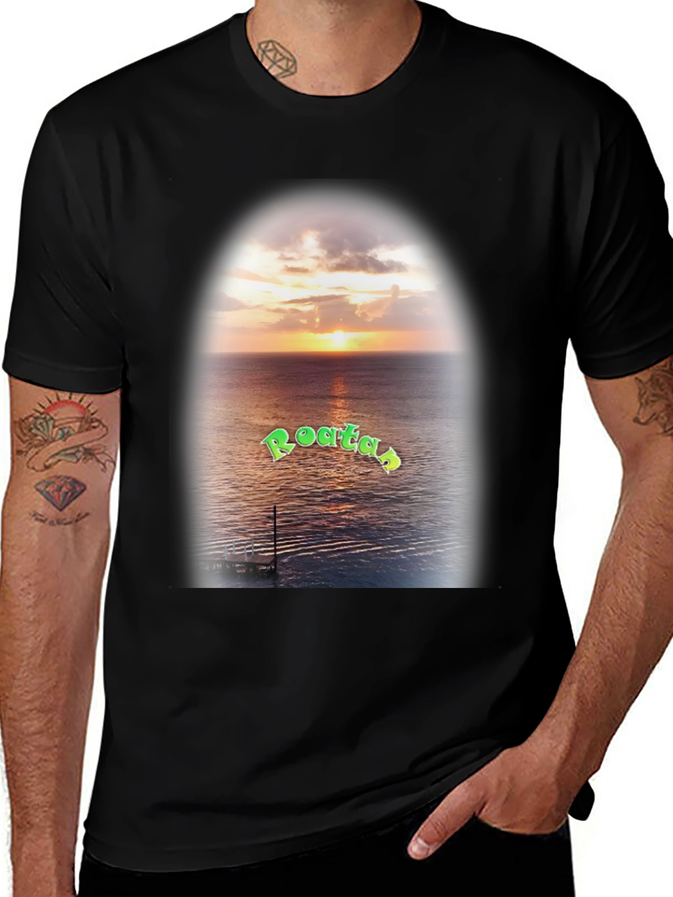 Variant 12 of Roatan Sunset T-Shirt - Island Vibes