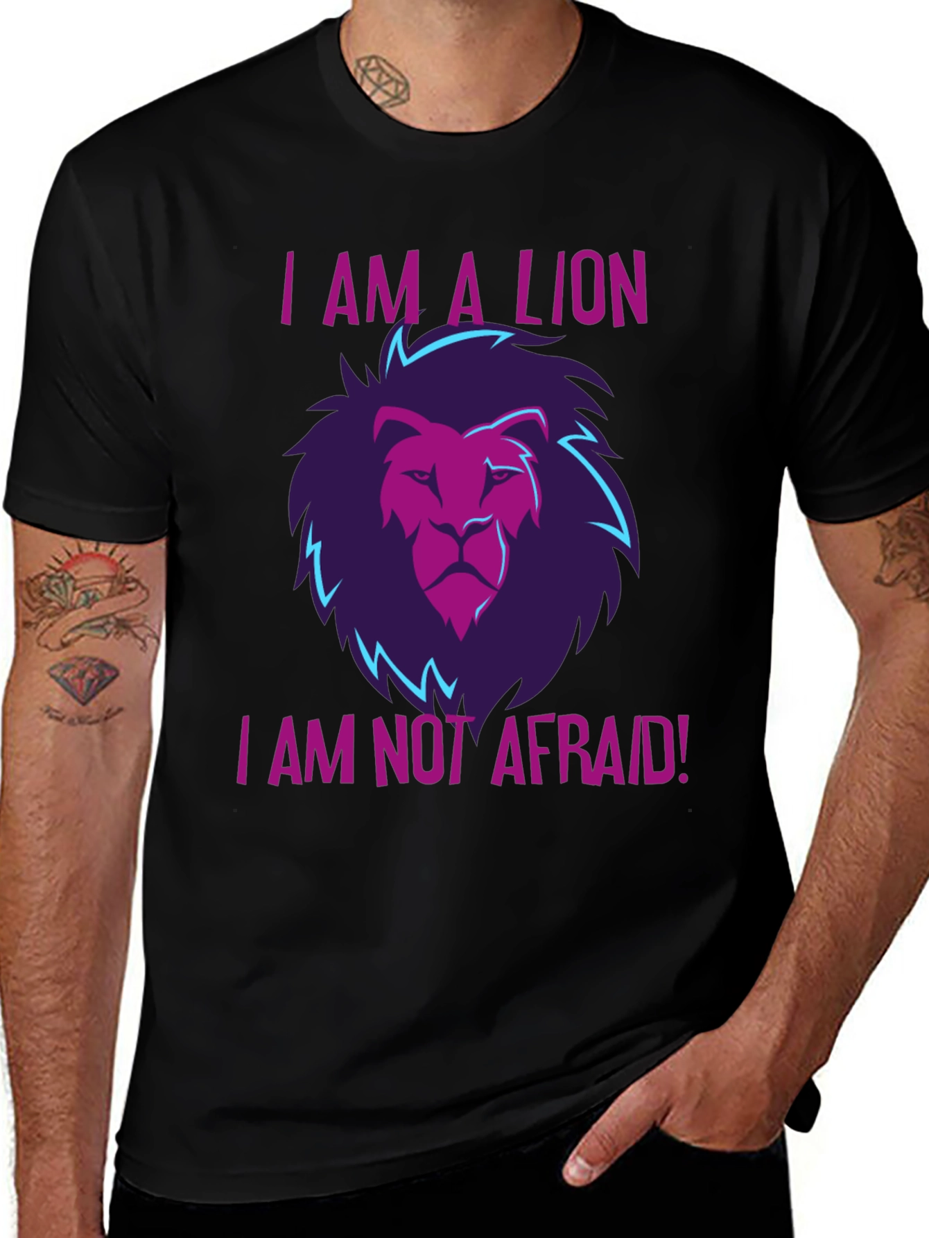 Variant 27 of Lion Graphic T-Shirt - I Am a Lion, I Am Not Afraid