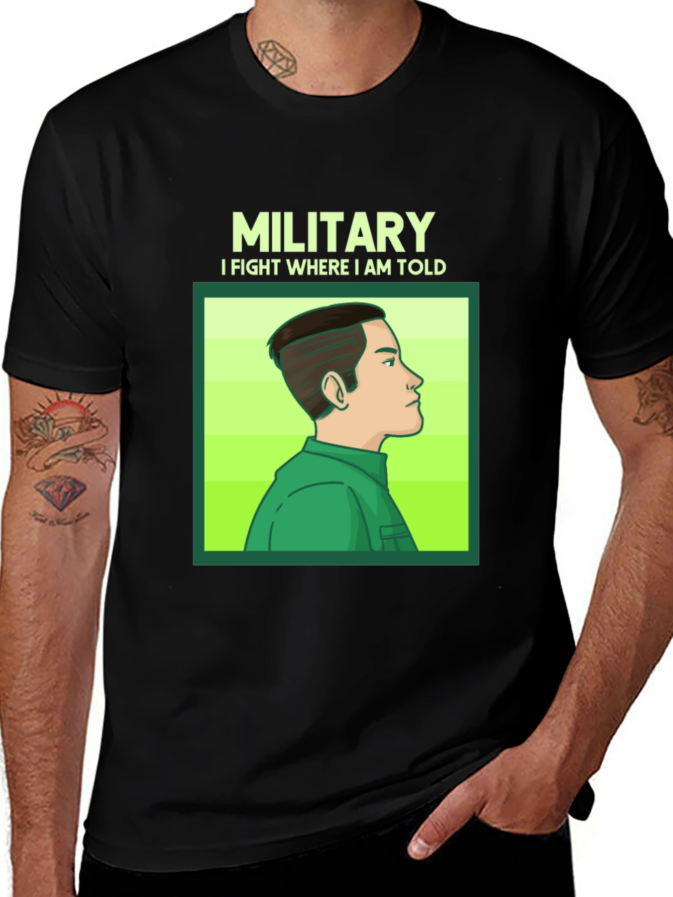 Variant 17 of Military Man Graphic Tee - Black T-Shirt