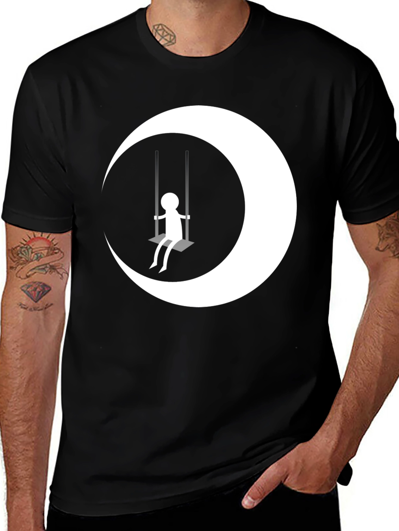 Variant 17 of Moon Swing Graphic T-Shirt - Black