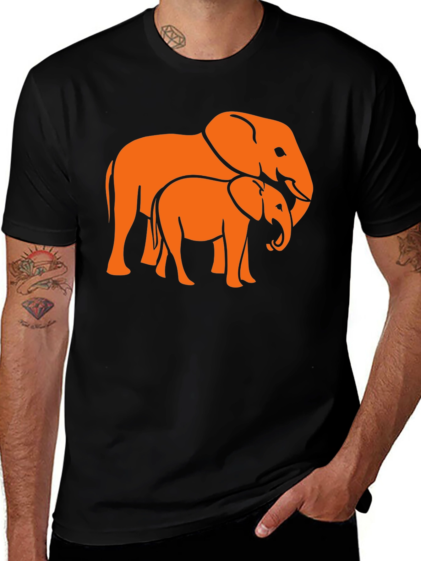 Variant 2 of Elephant Family Graphic Tee - Stylish Black T-Shirt