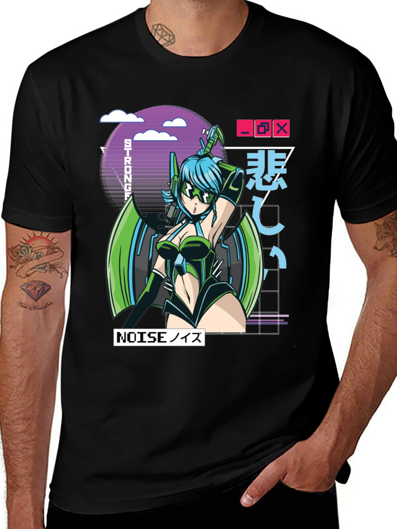 Variant 6 of Anime Girl Graphic Black T-Shirt